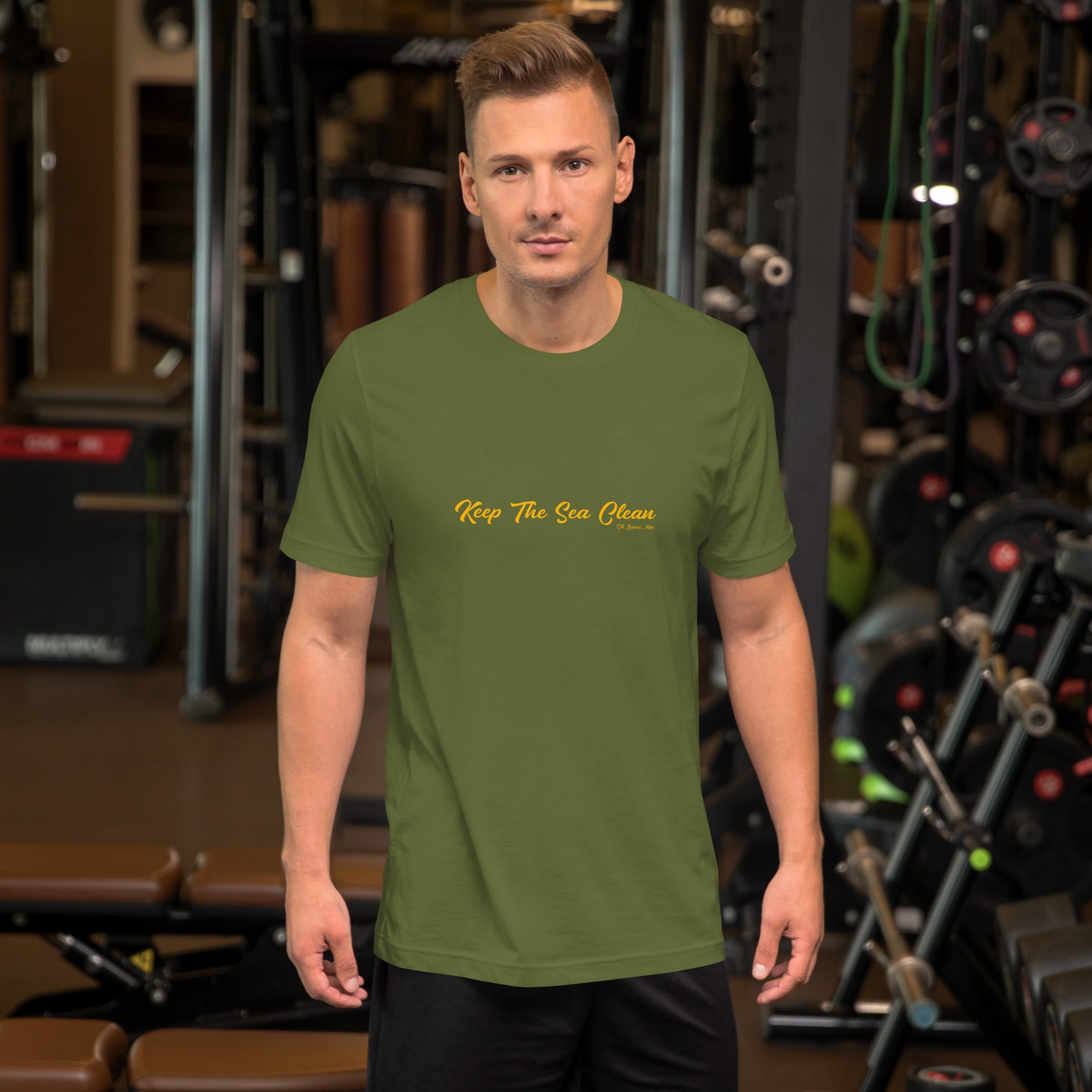 Unisex cotton t-shirt Keep The Sea Clean on greens