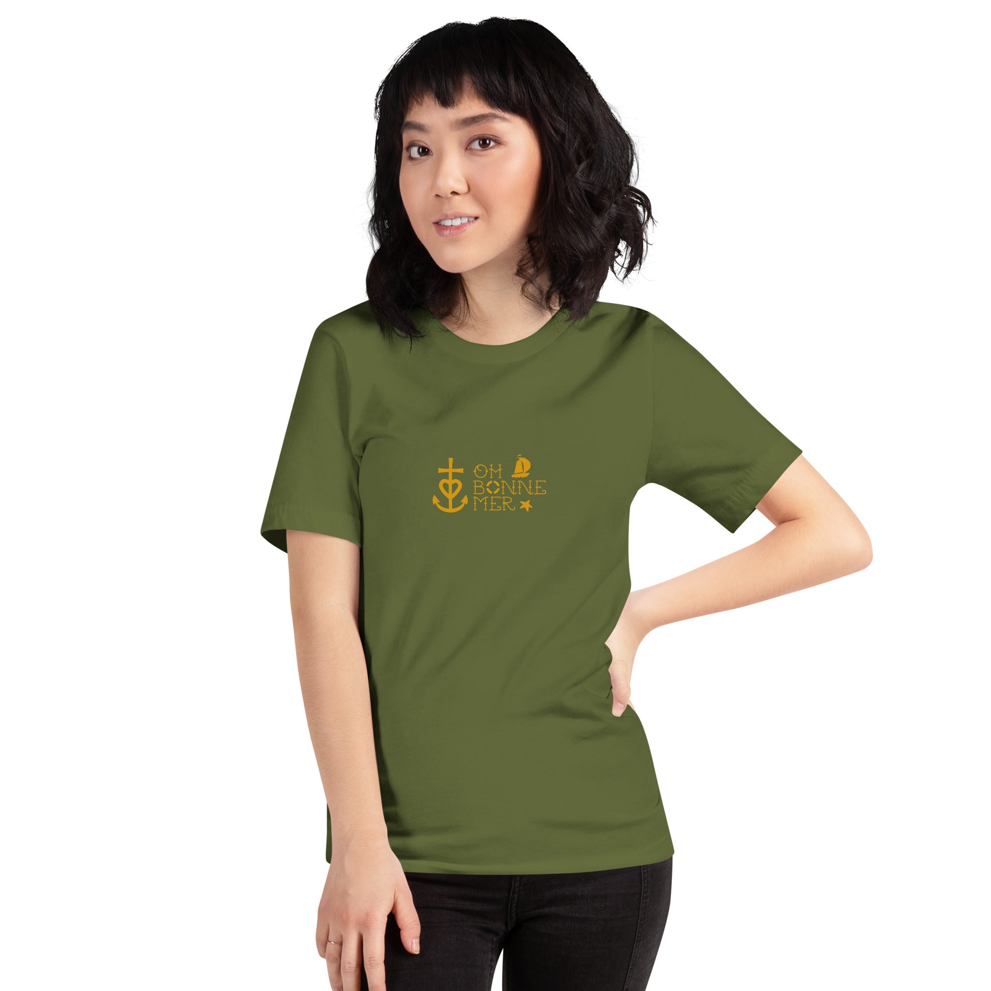 Unisex cotton t-shirt Oh Bonne Mer 2 on greens
