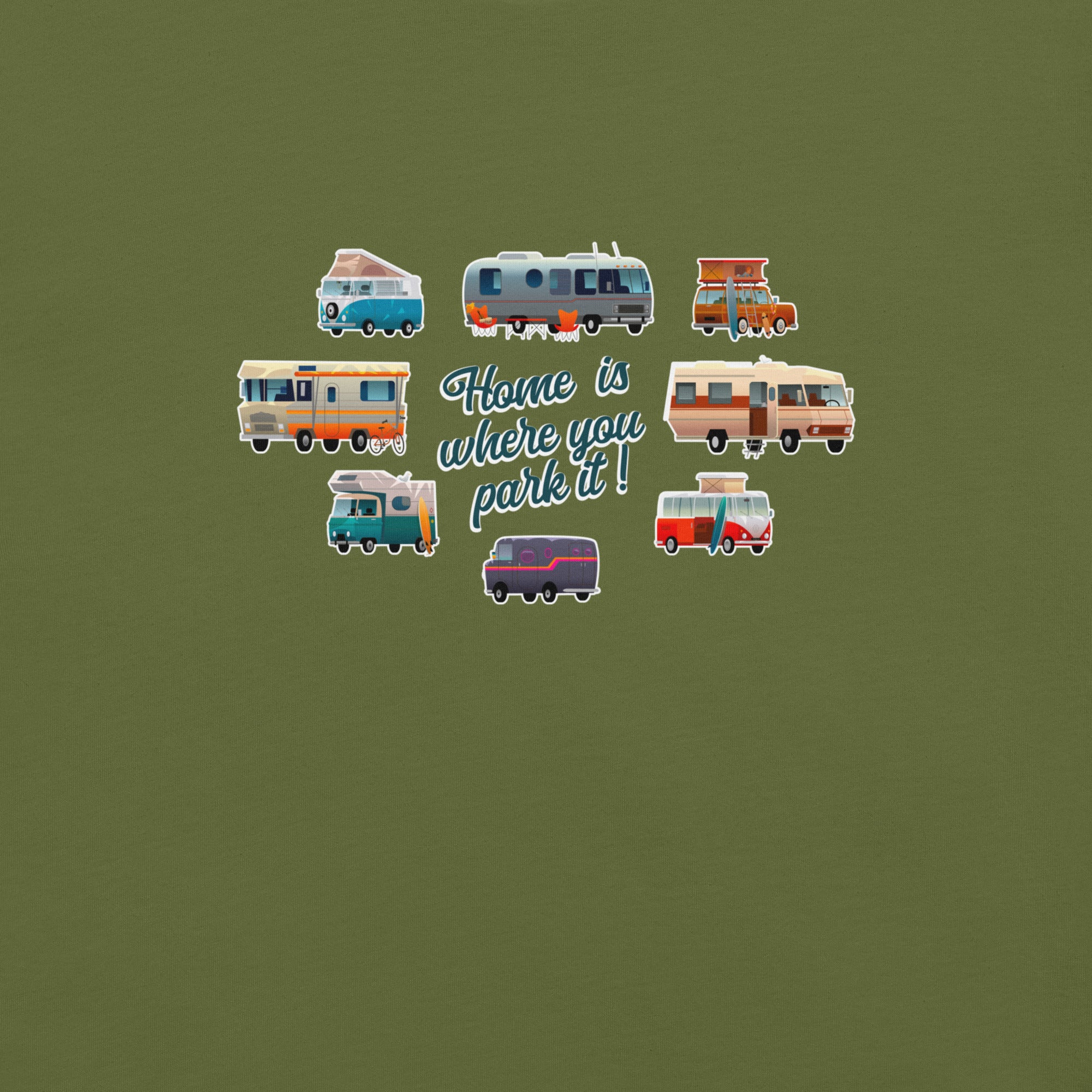 Unisex t-shirt Square Vintage Campers on greens