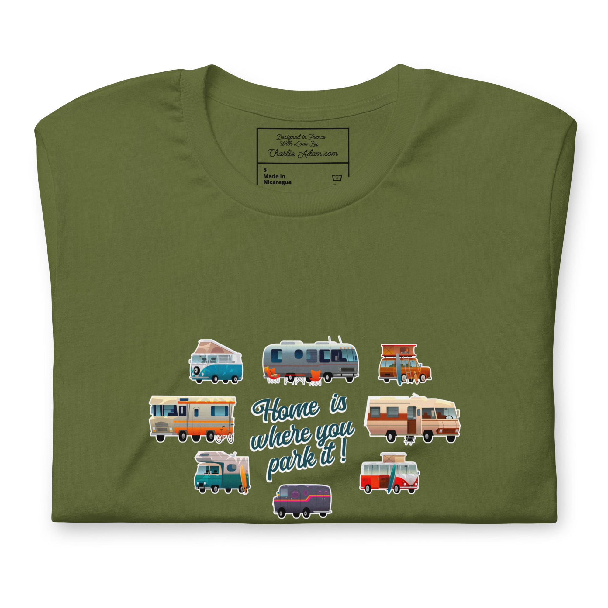 Unisex t-shirt Square Vintage Campers on greens