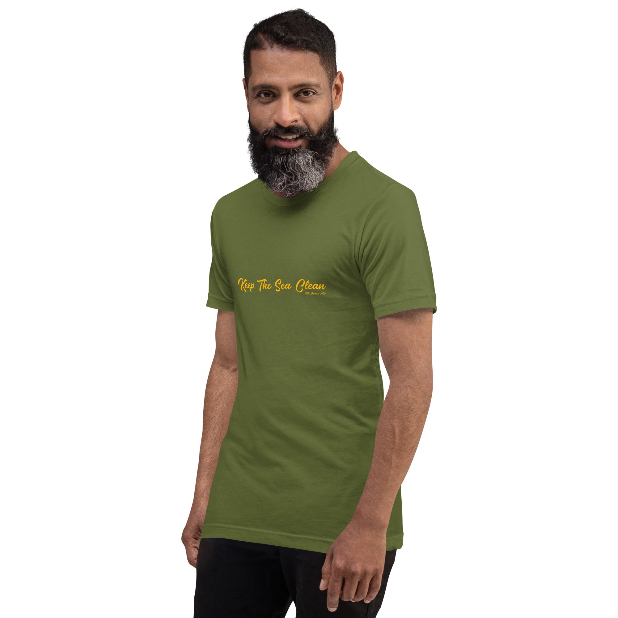 Unisex cotton t-shirt Keep The Sea Clean on greens
