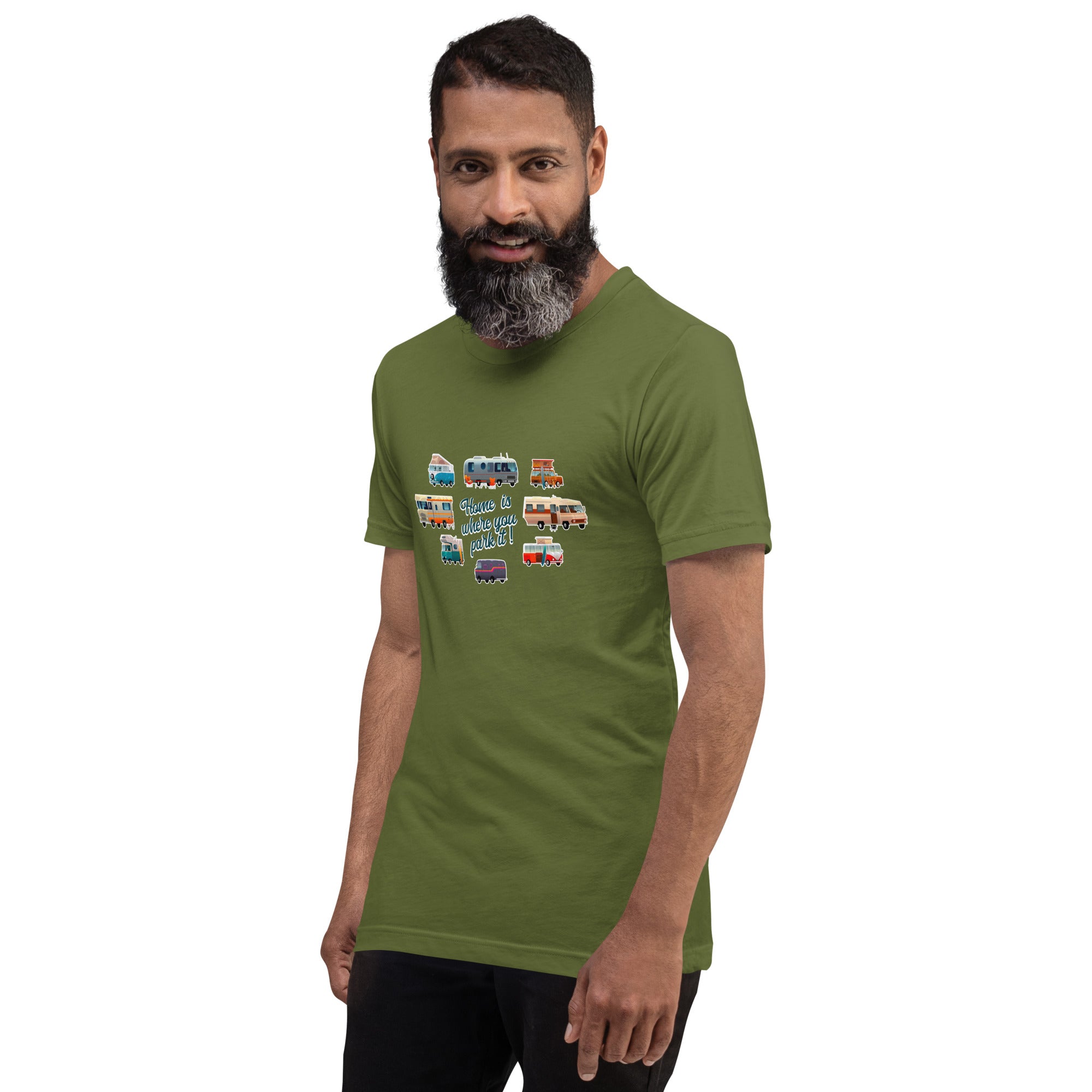 Unisex t-shirt Square Vintage Campers on greens