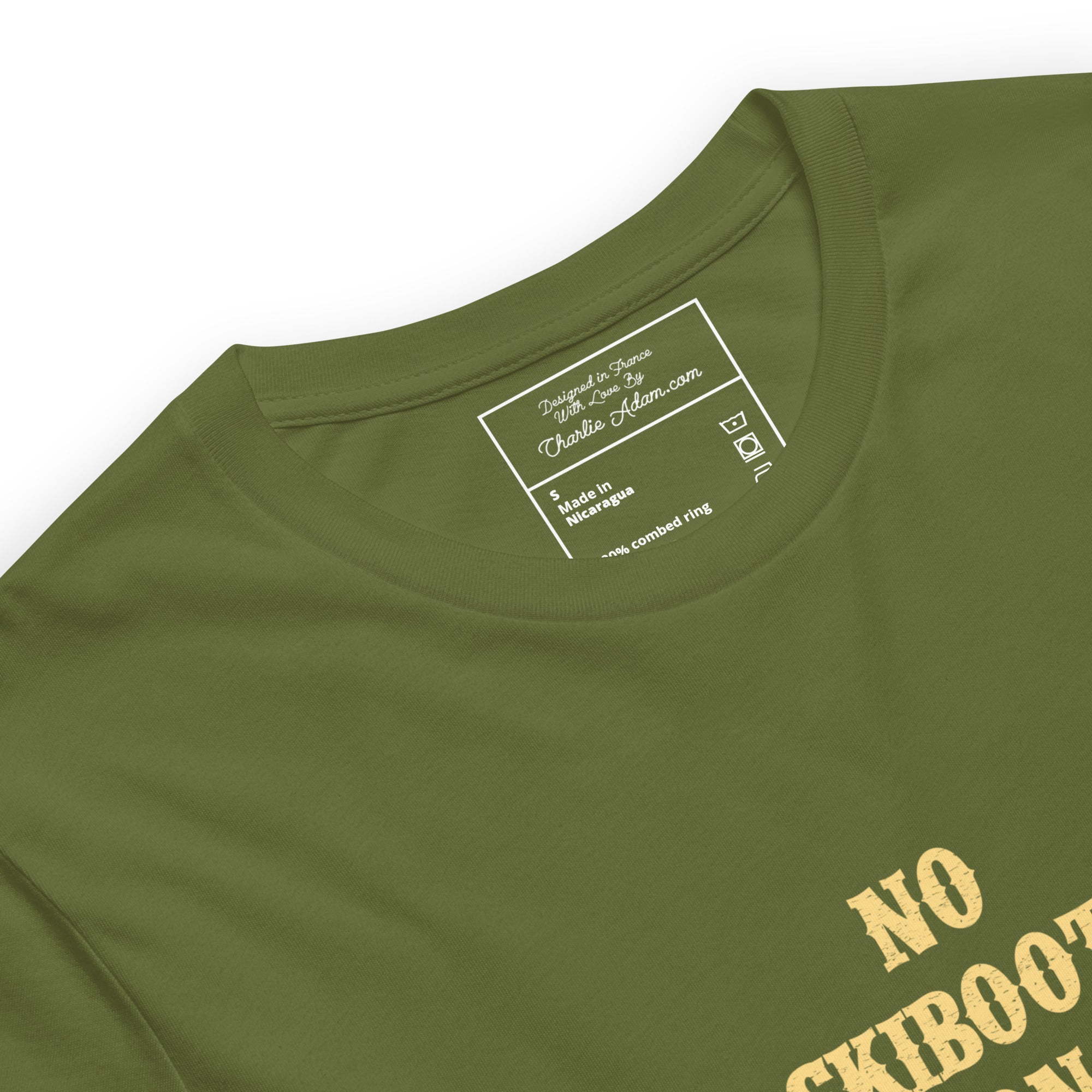 T-shirt en coton unisexe No Skiboots on Dancefloor sur couleurs foncées