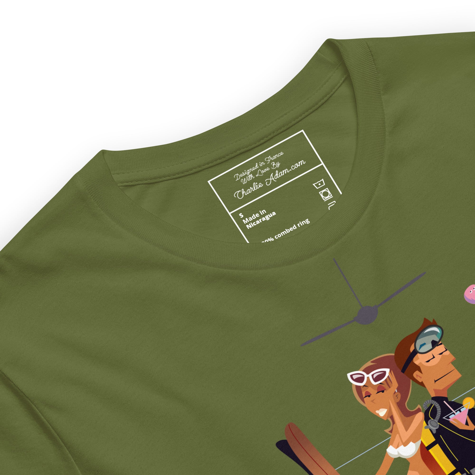 Unisex cotton t-shirt License to Chill Vamos a la Playa on Green