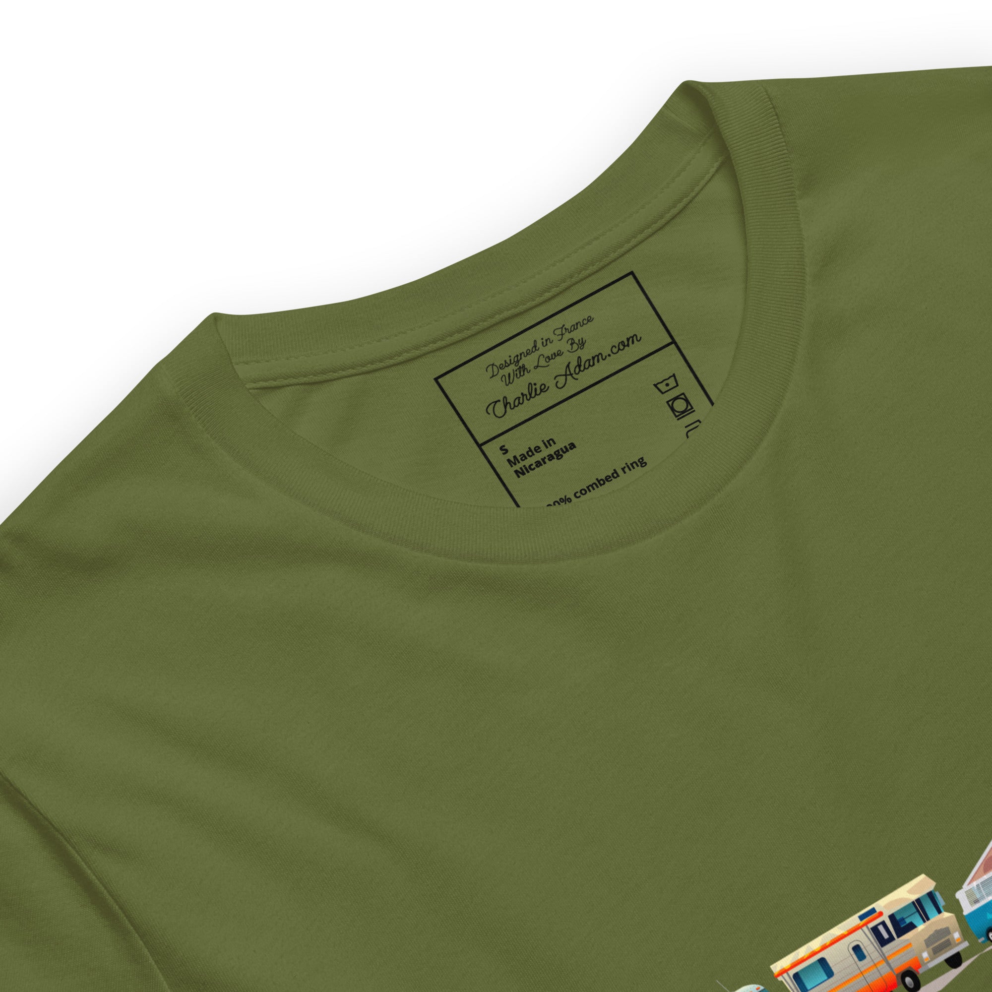 Unisex cotton t-shirt Vintage Campers: Home is where you park it on green