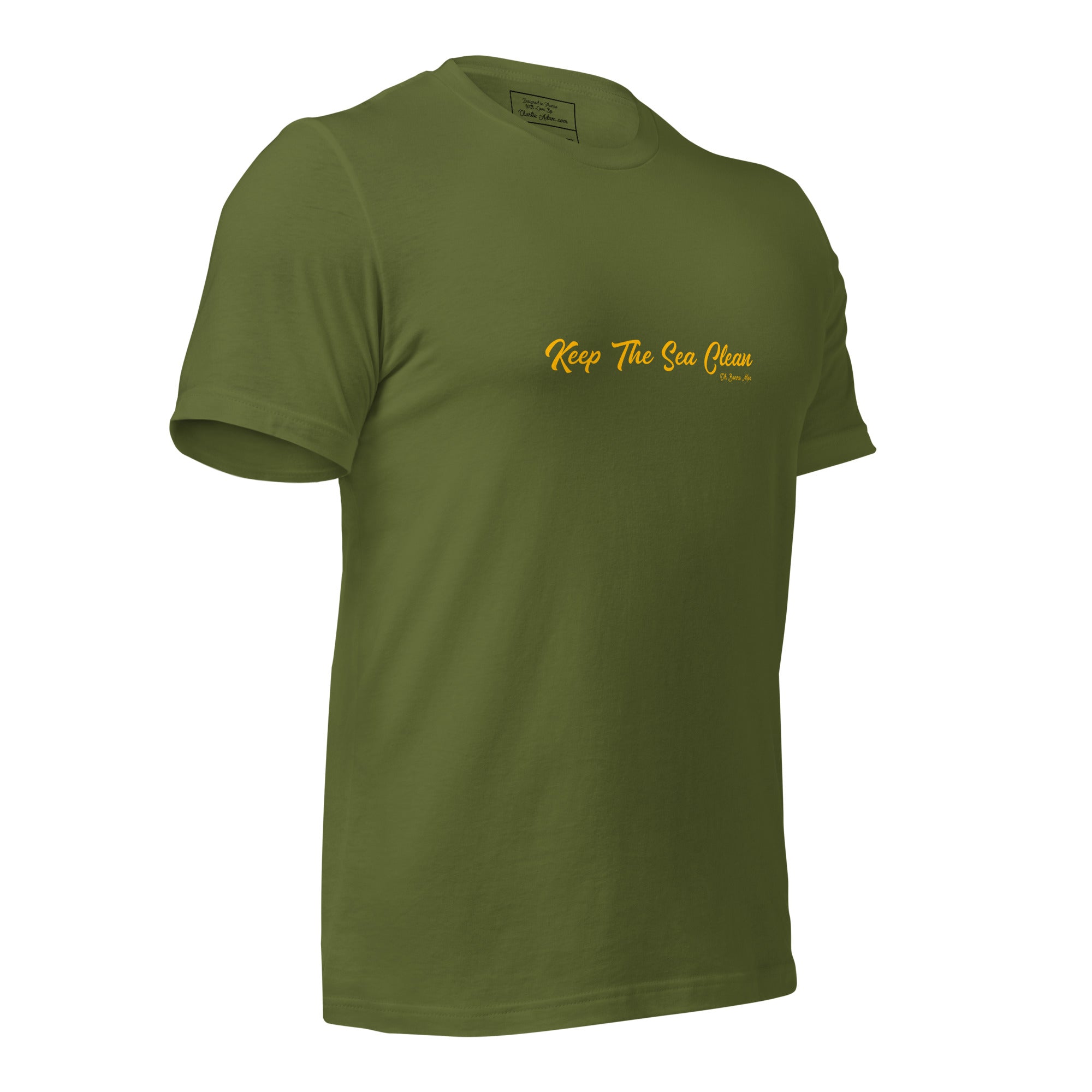 Unisex cotton t-shirt Keep The Sea Clean on greens