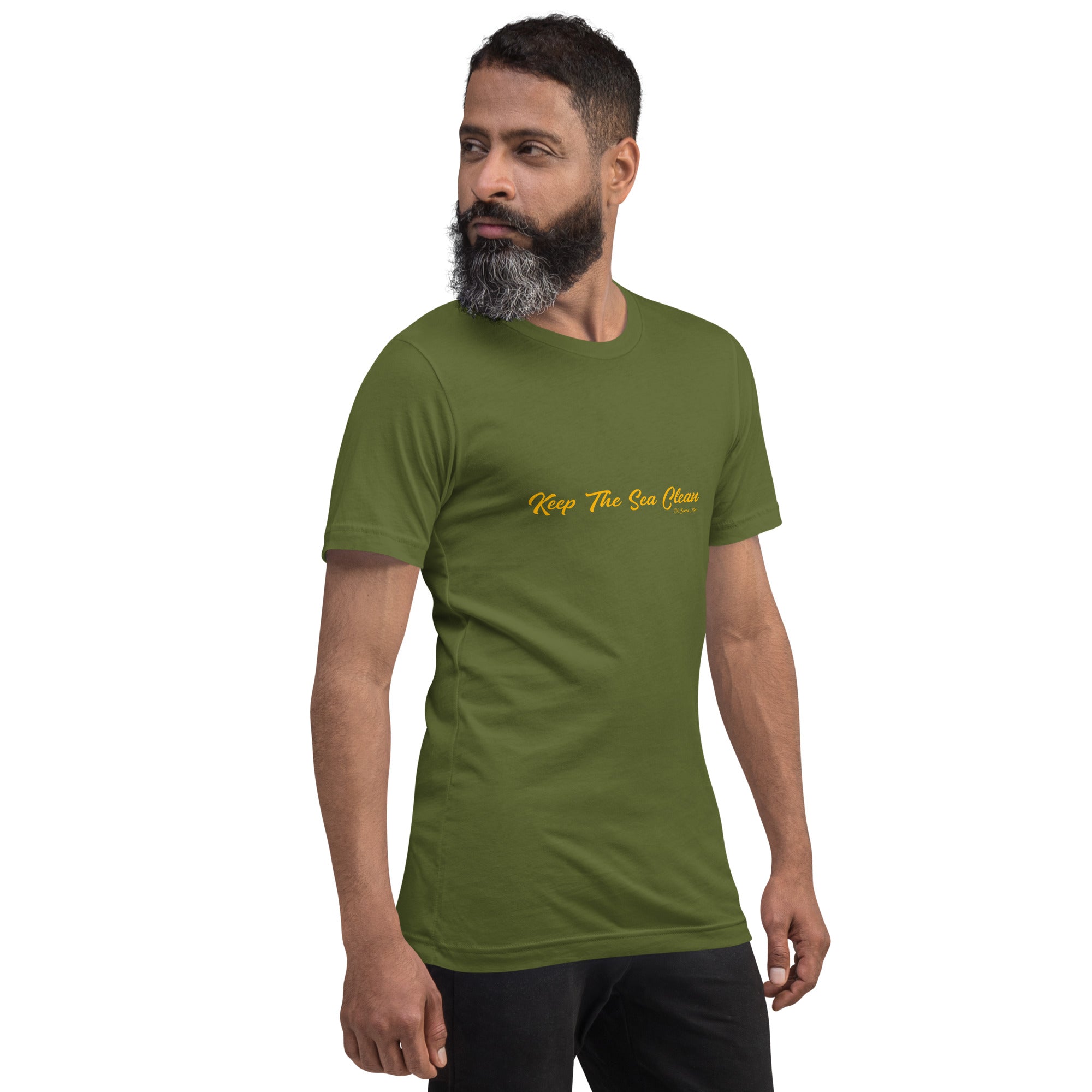 Unisex cotton t-shirt Keep The Sea Clean on greens