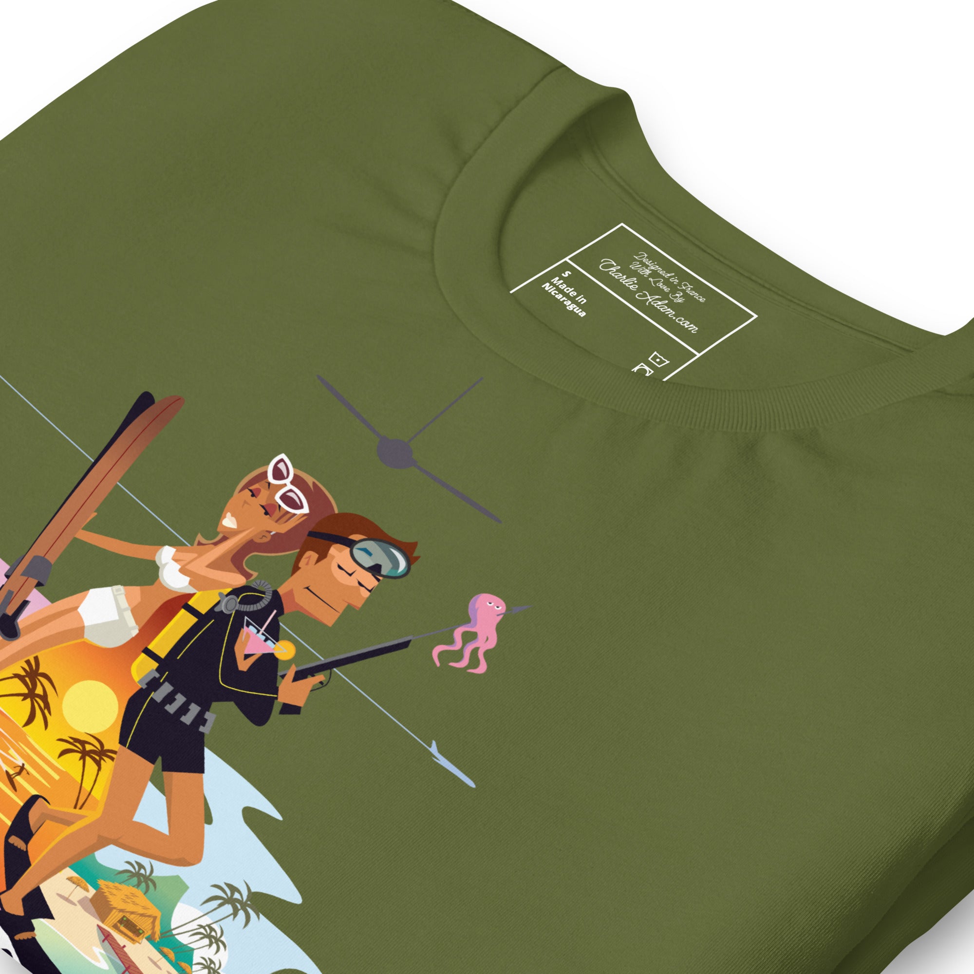 Unisex cotton t-shirt License to Chill Vamos a la Playa on Green