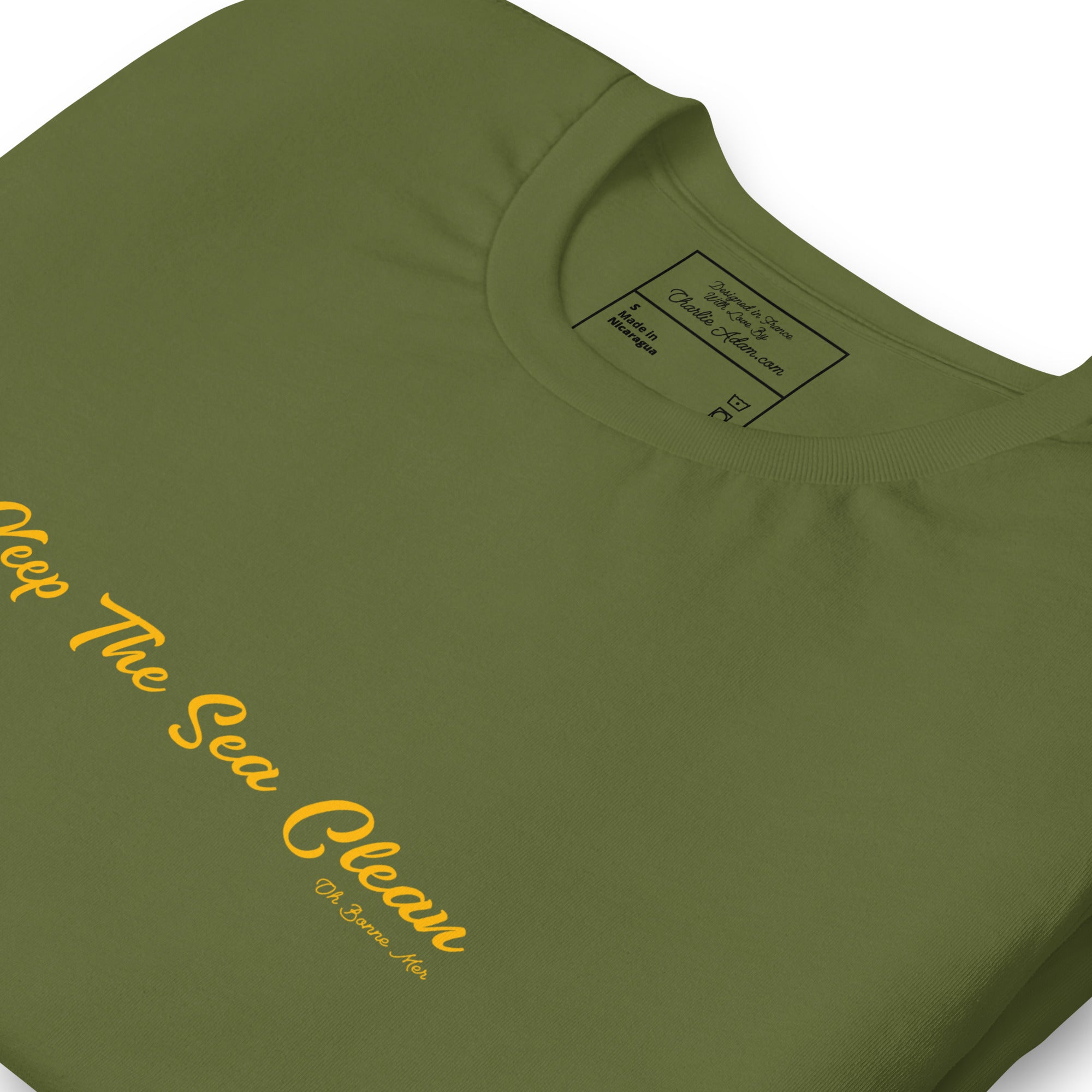 Unisex cotton t-shirt Keep The Sea Clean on greens