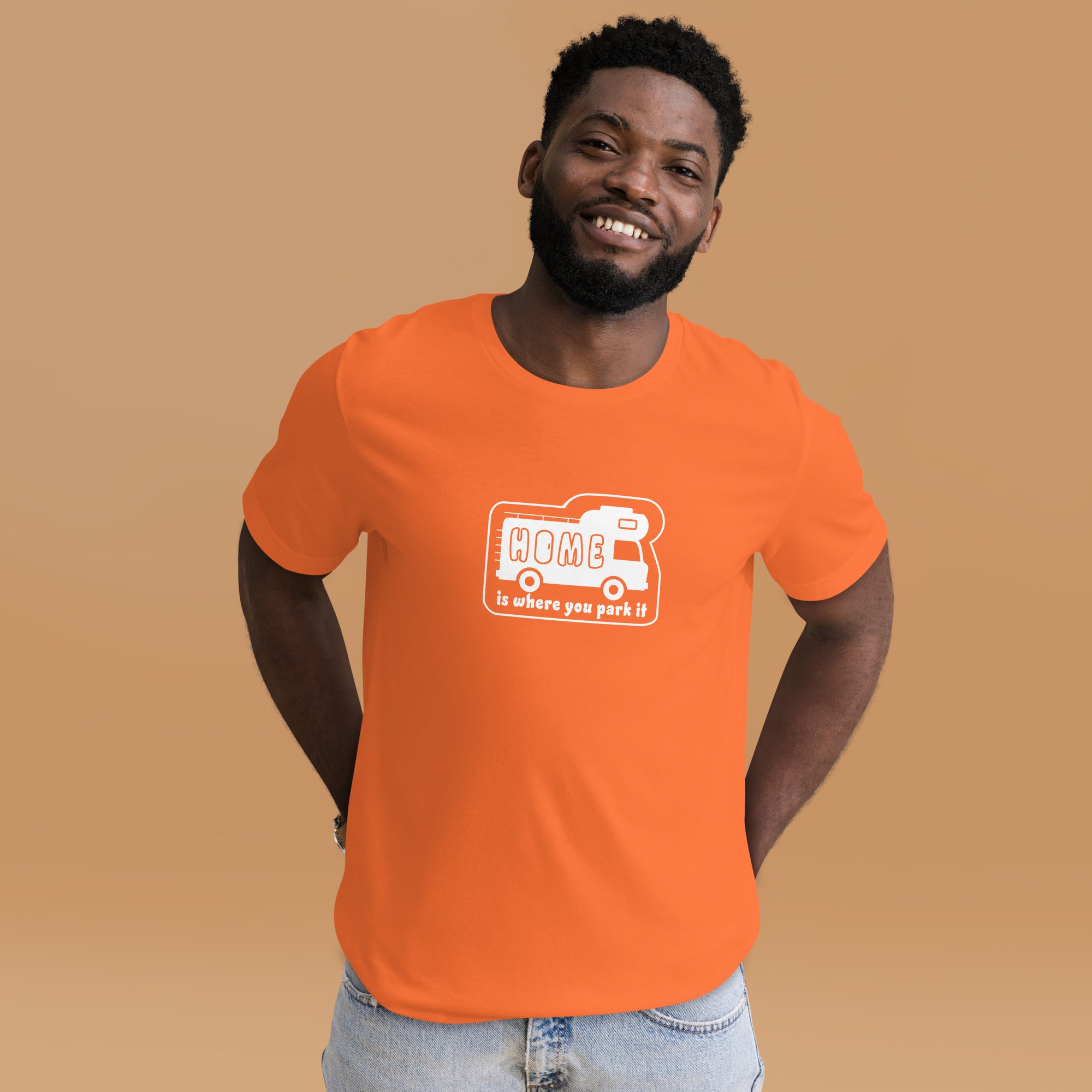 Unisex cotton t-shirt Bold Camper Van on bright colors