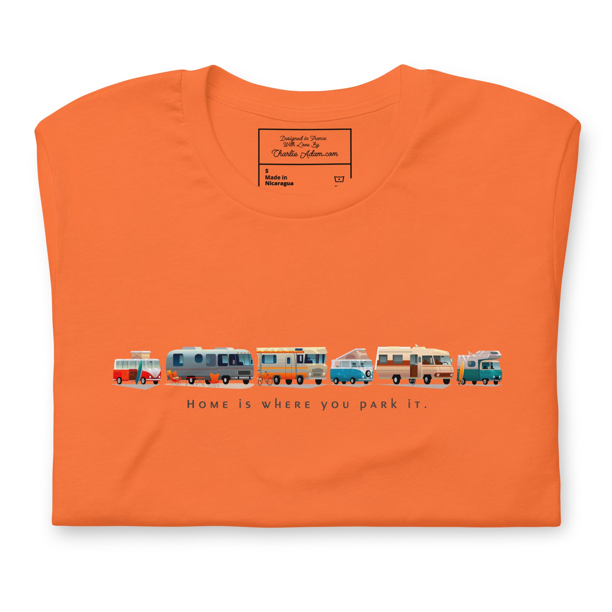 Unisex cotton t-shirt Vintage Campers on bright colors