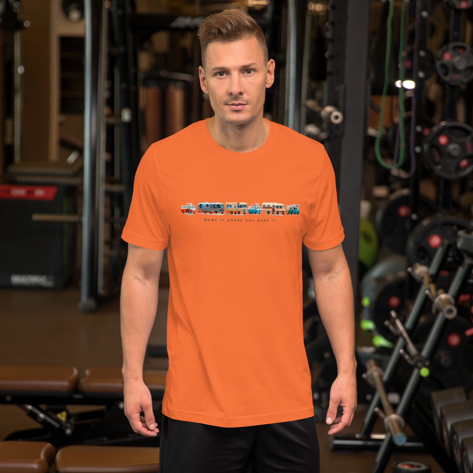 Unisex cotton t-shirt Vintage Campers on bright colors