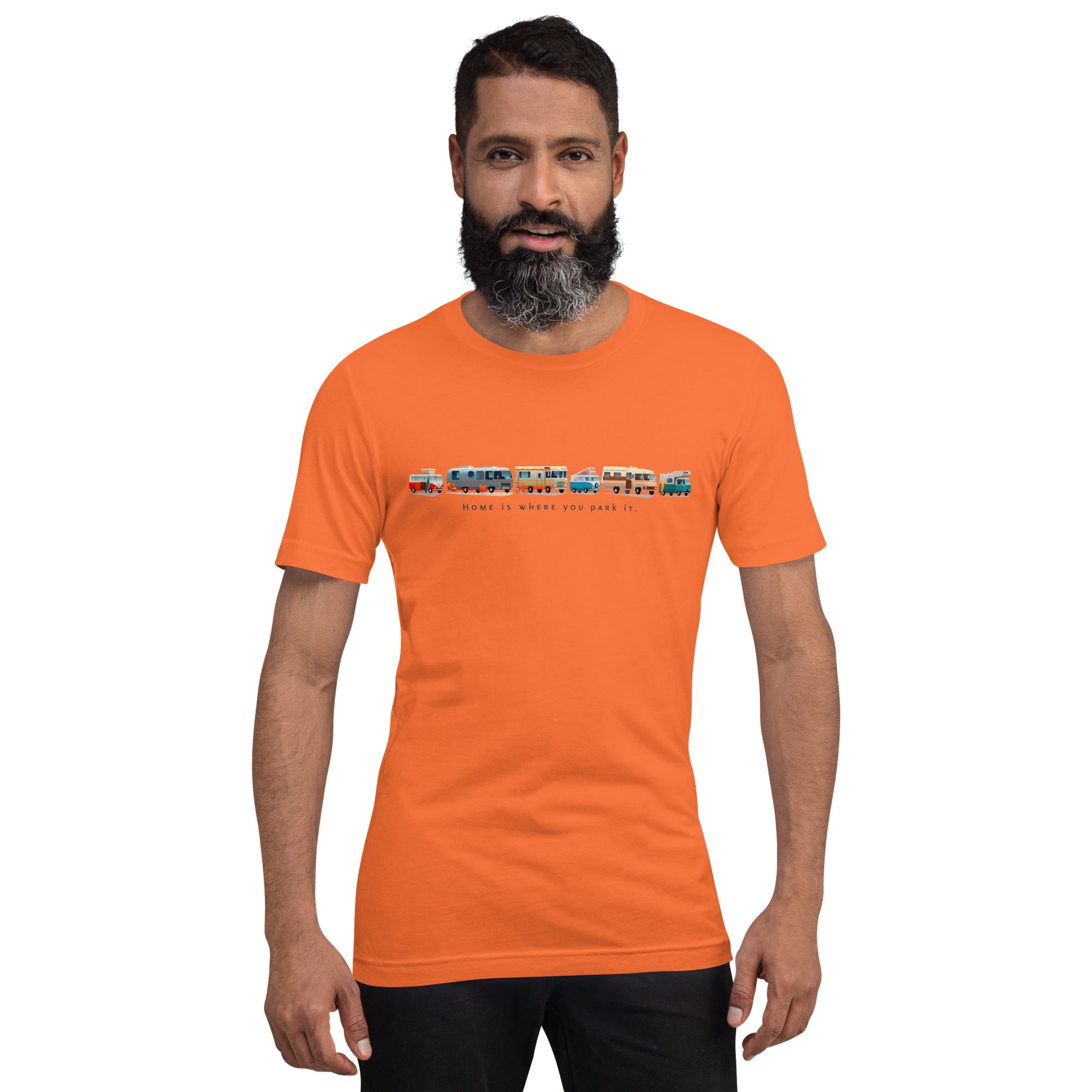 Unisex cotton t-shirt Vintage Campers on bright colors