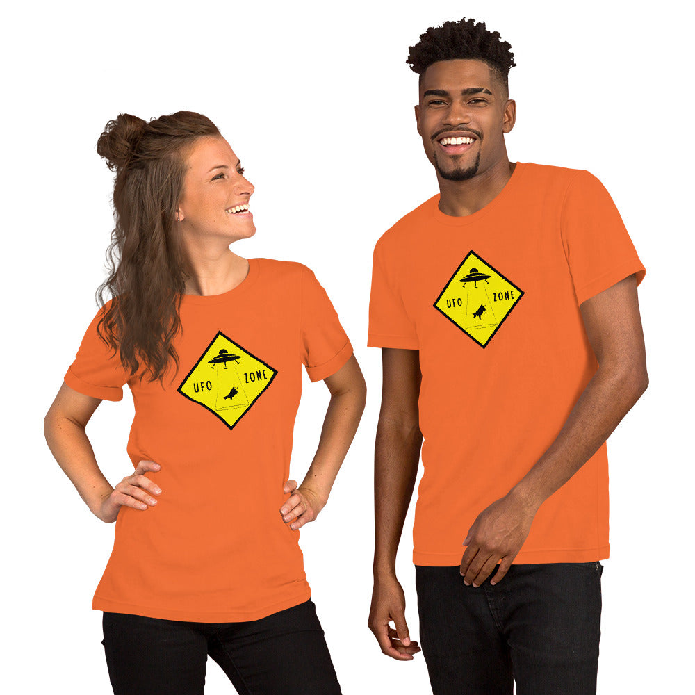 Unisex cotton t-shirt UFO Zone on bright colors
