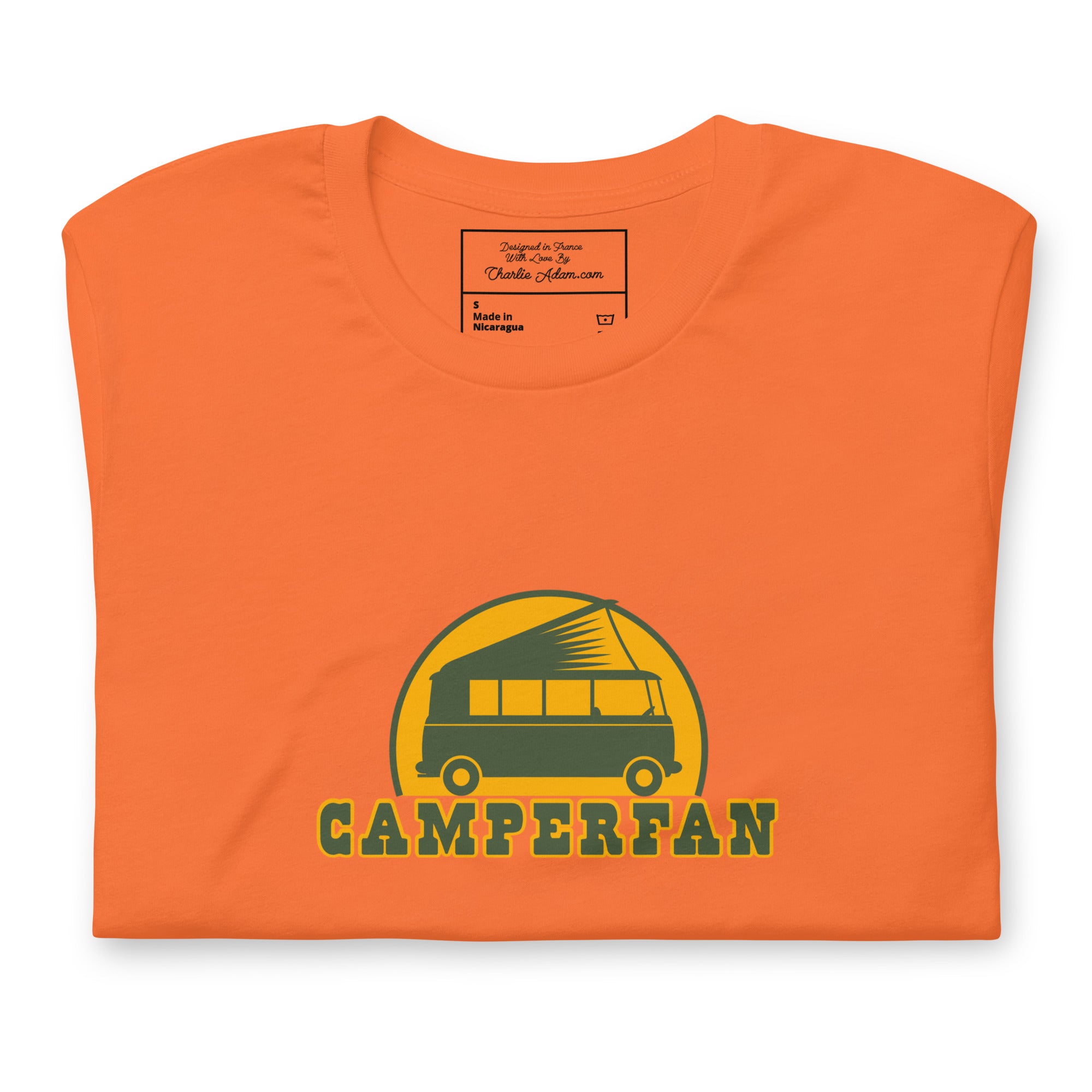 Unisex cotton t-shirt Camperfan on bright colors