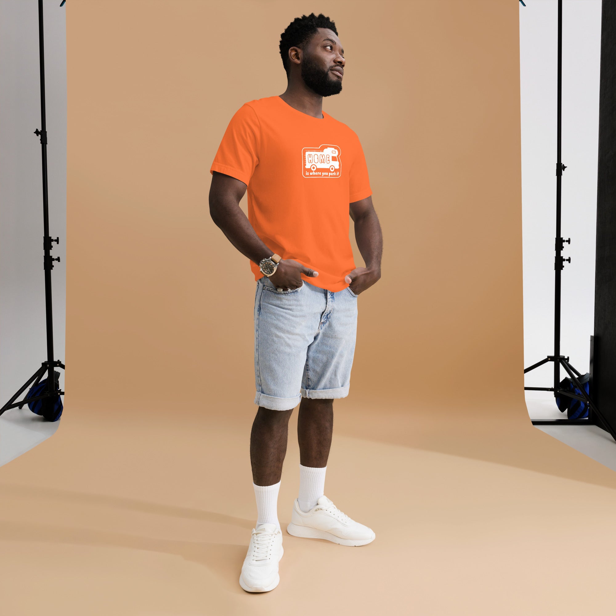 Unisex cotton t-shirt Bold Camper Van on bright colors