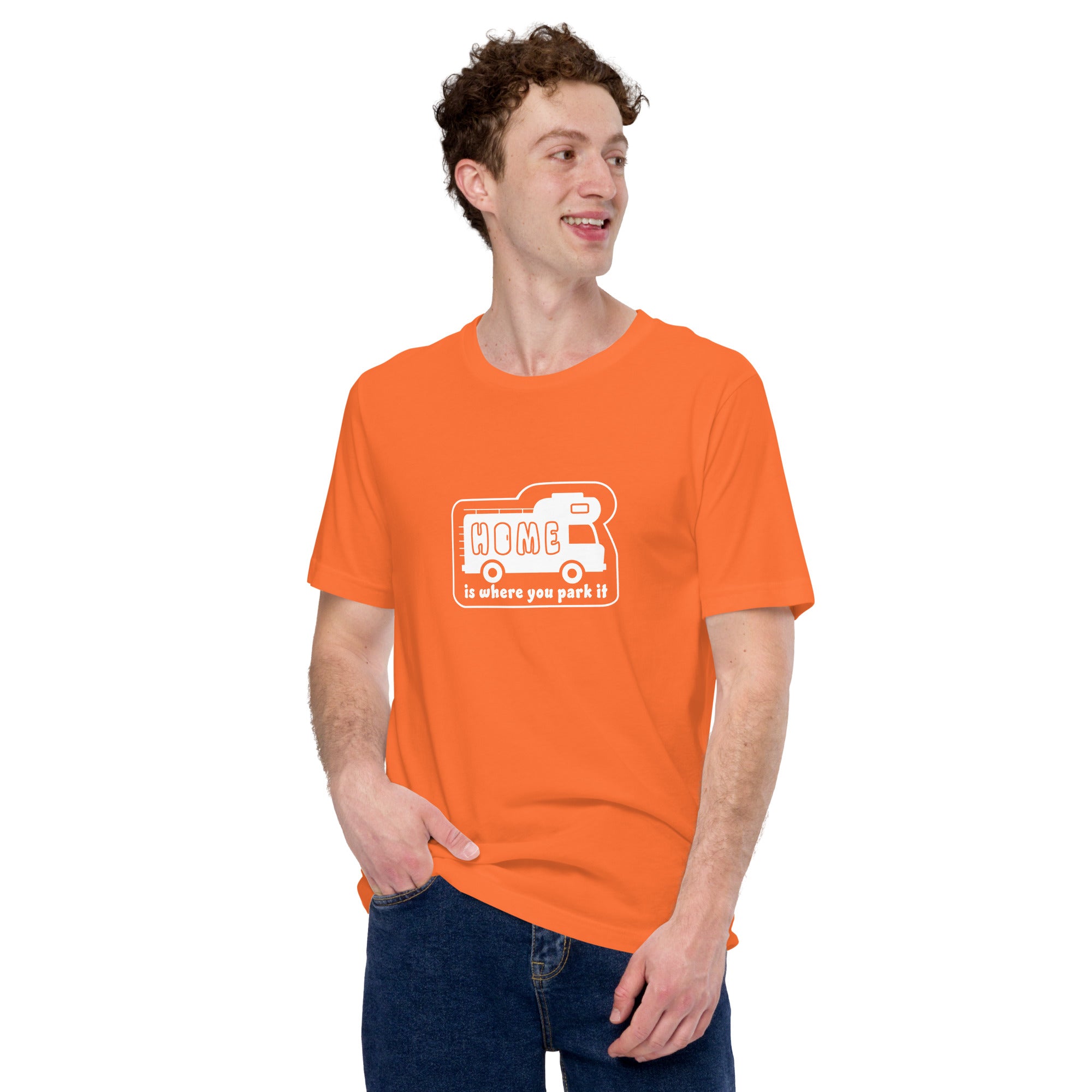 Unisex cotton t-shirt Bold Camper Van on bright colors