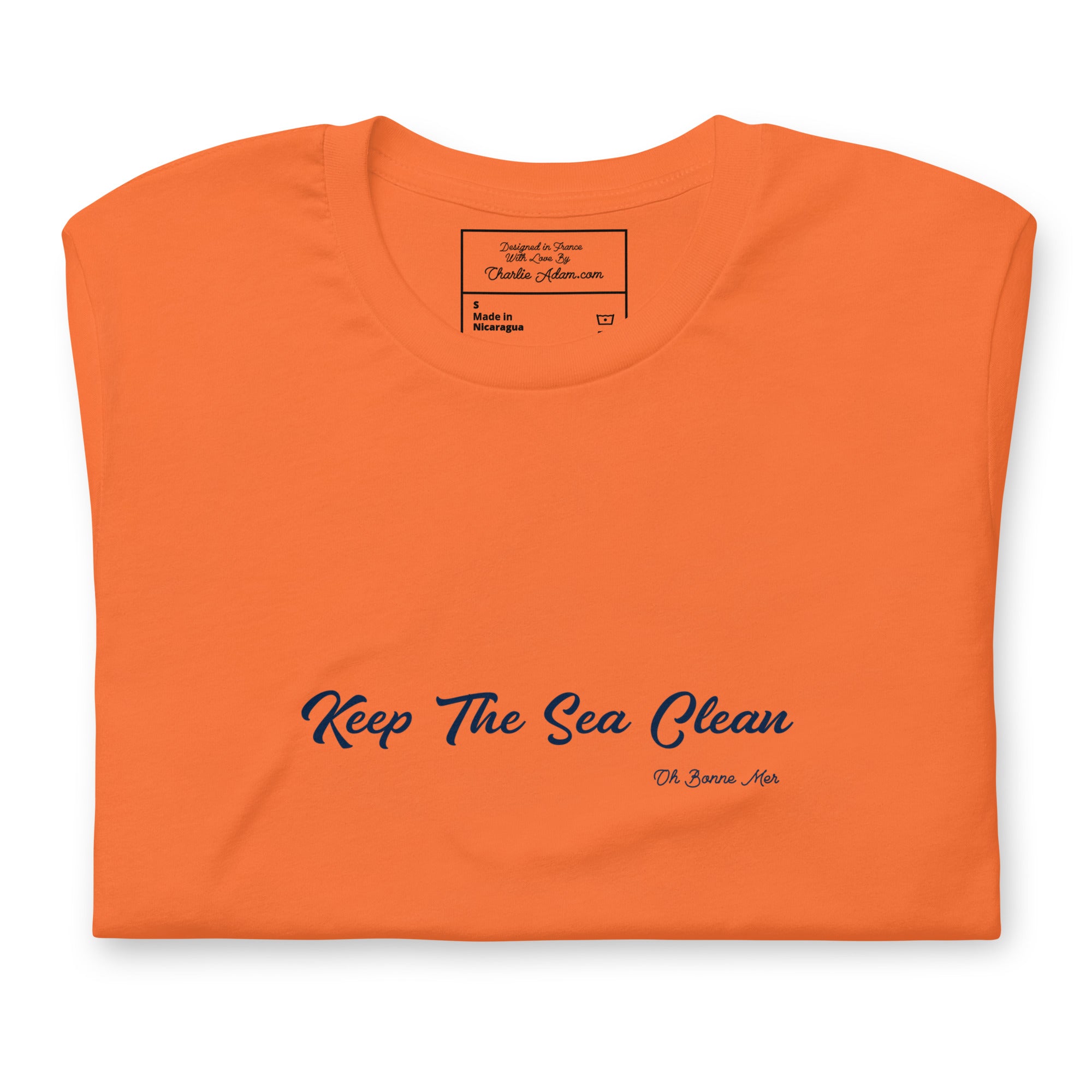 Unisex cotton t-shirt Keep The Sea Clean Navy on bright colors