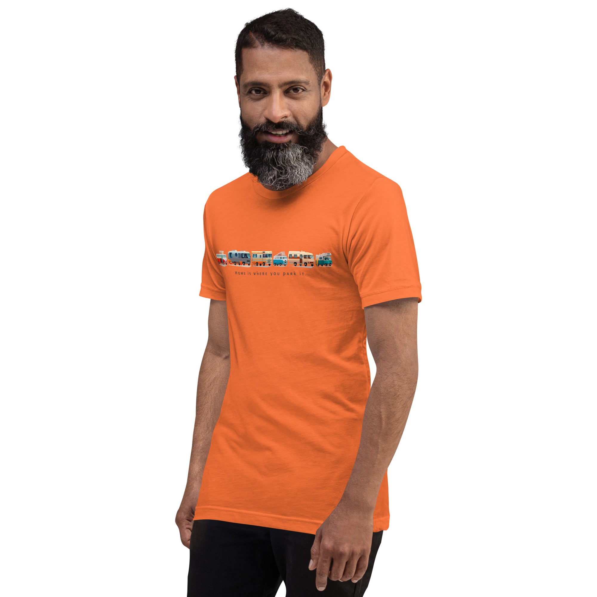Unisex cotton t-shirt Vintage Campers on bright colors