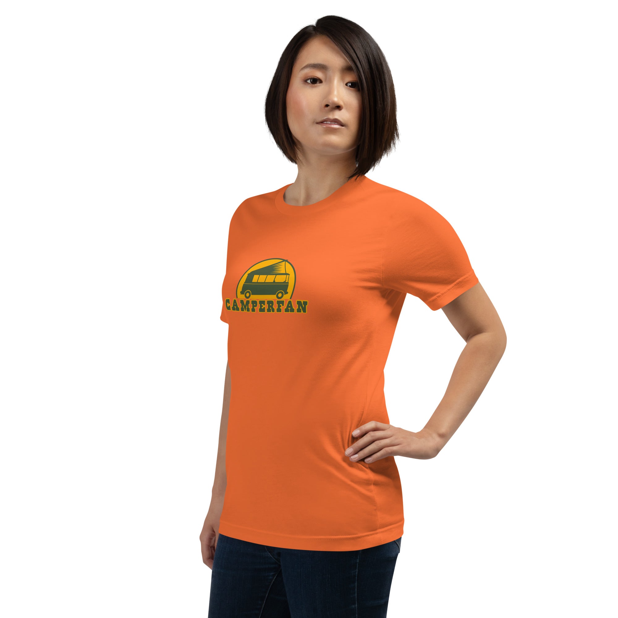 Unisex cotton t-shirt Camperfan on bright colors