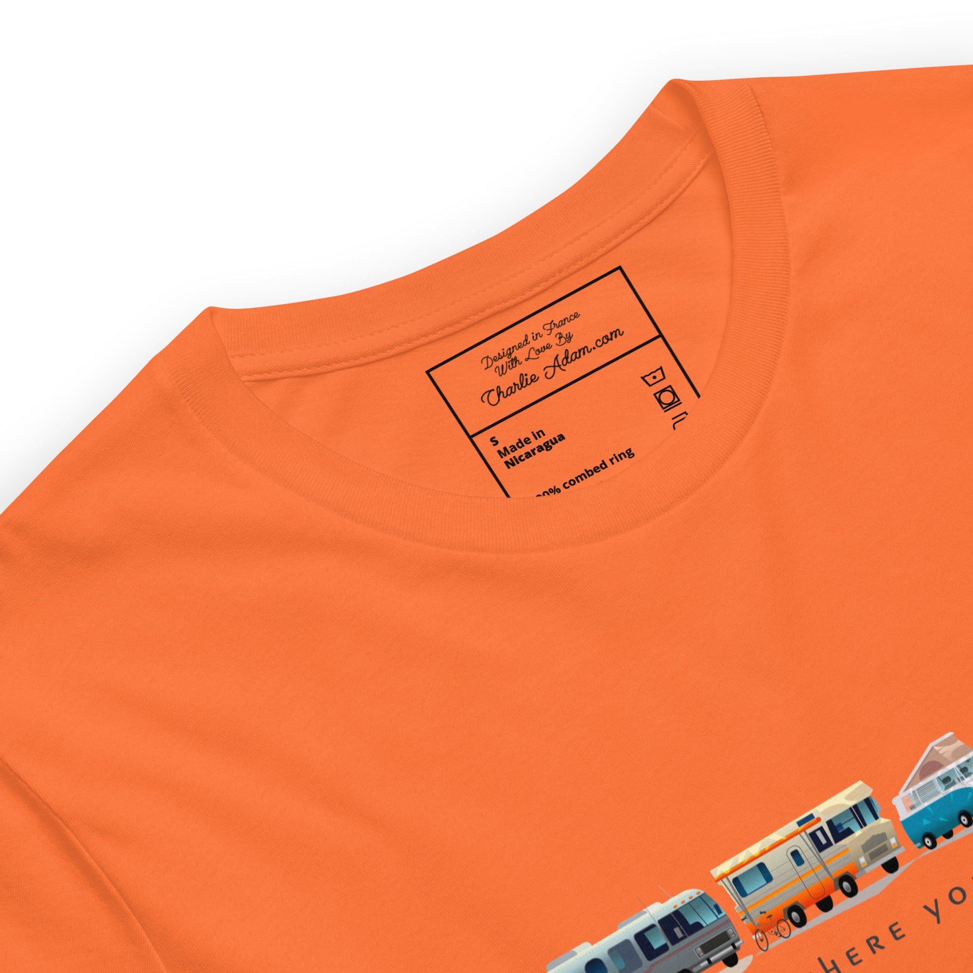 Unisex cotton t-shirt Vintage Campers on bright colors