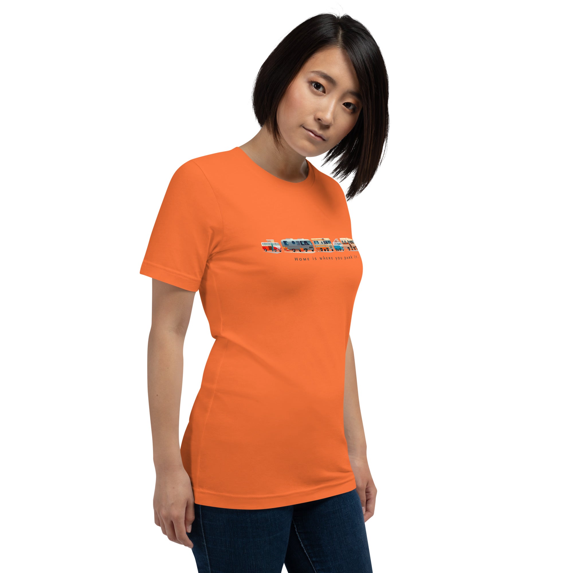 Unisex cotton t-shirt Vintage Campers on bright colors