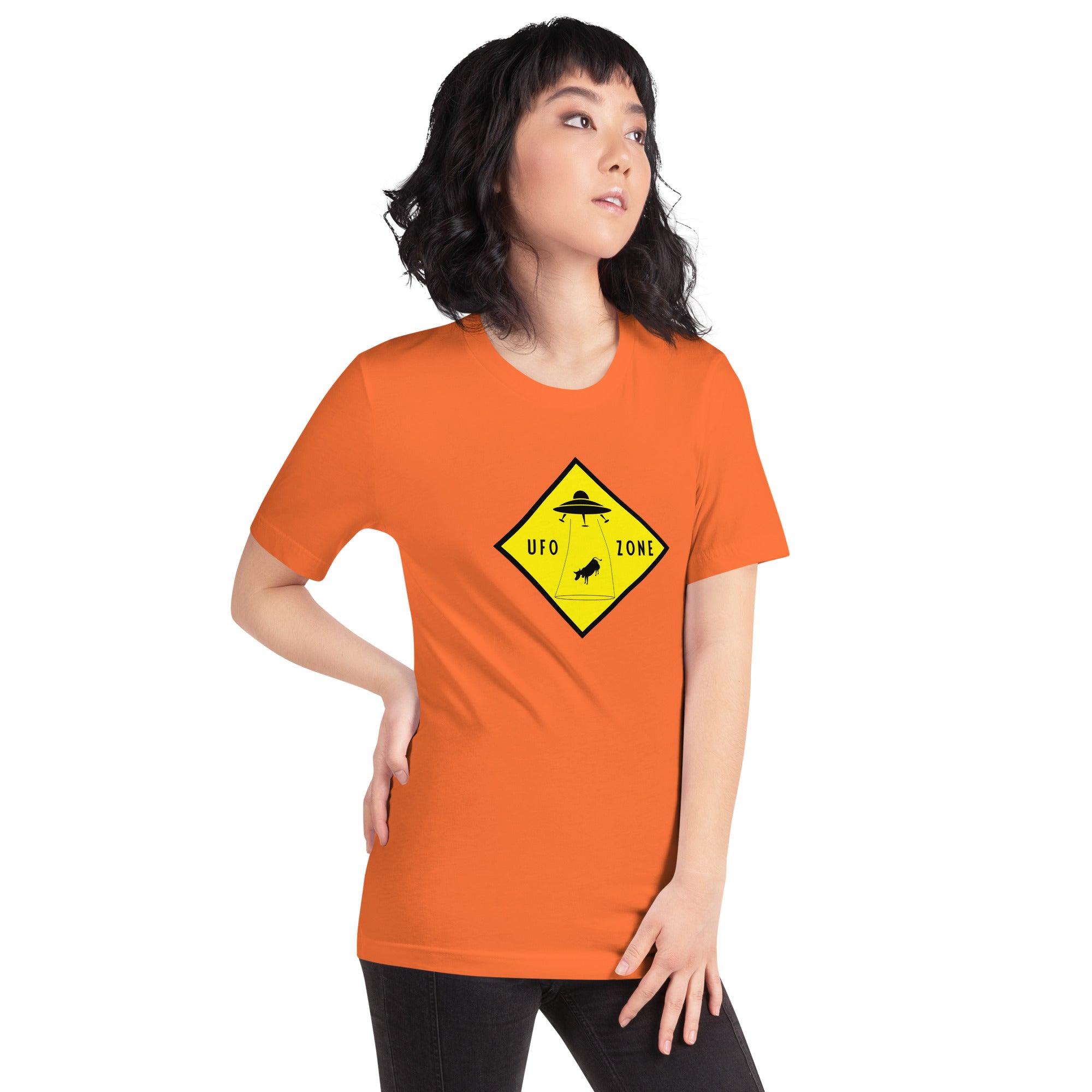 Unisex cotton t-shirt UFO Zone on bright colors