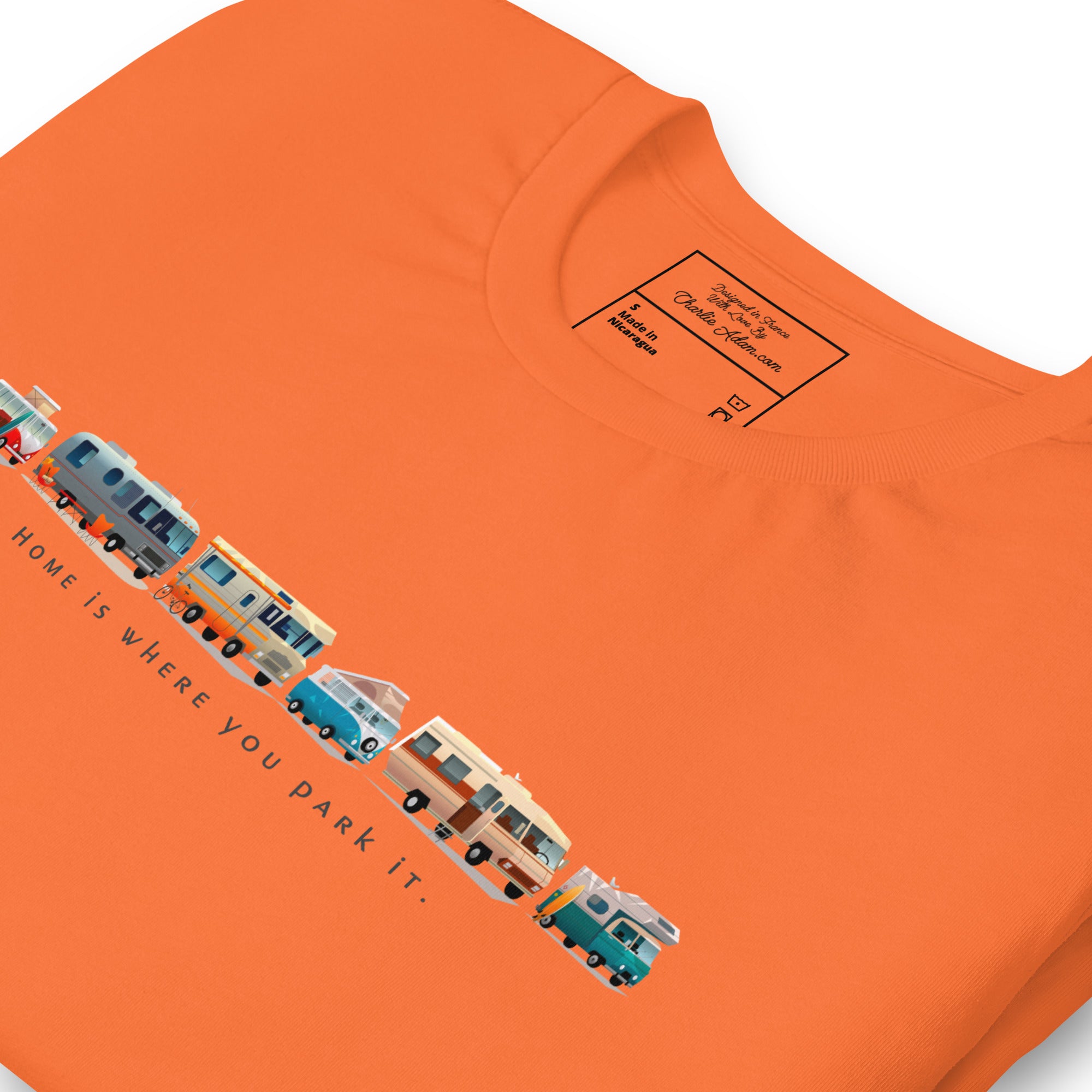 Unisex cotton t-shirt Vintage Campers on bright colors