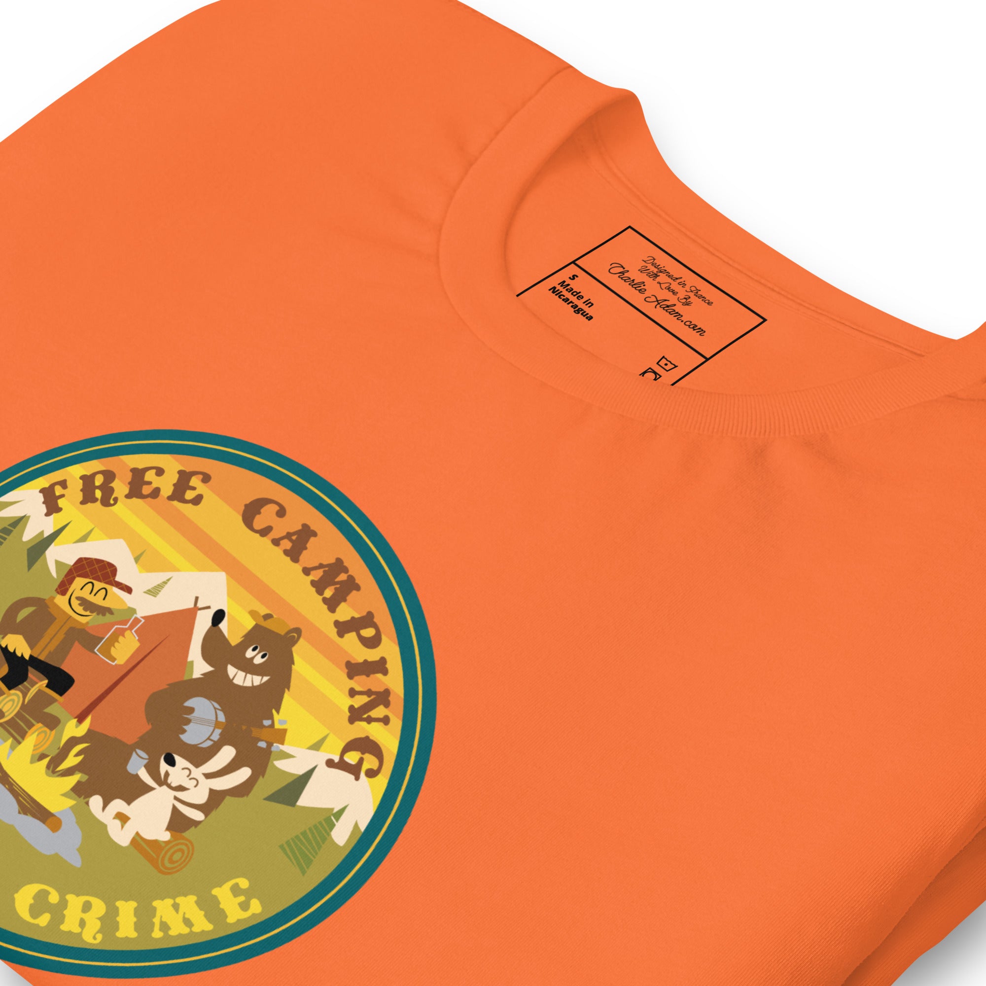 Unisex cotton t-shirt Free Camping is not a Crime on bright colors