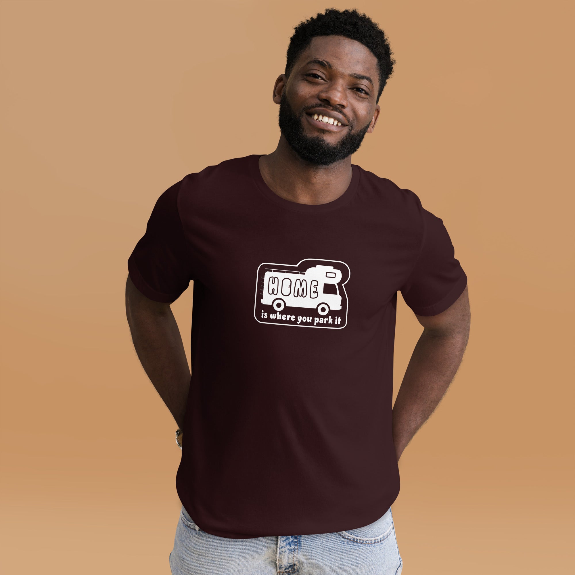 Unisex cotton t-shirt Bold Camper Van on dark colors