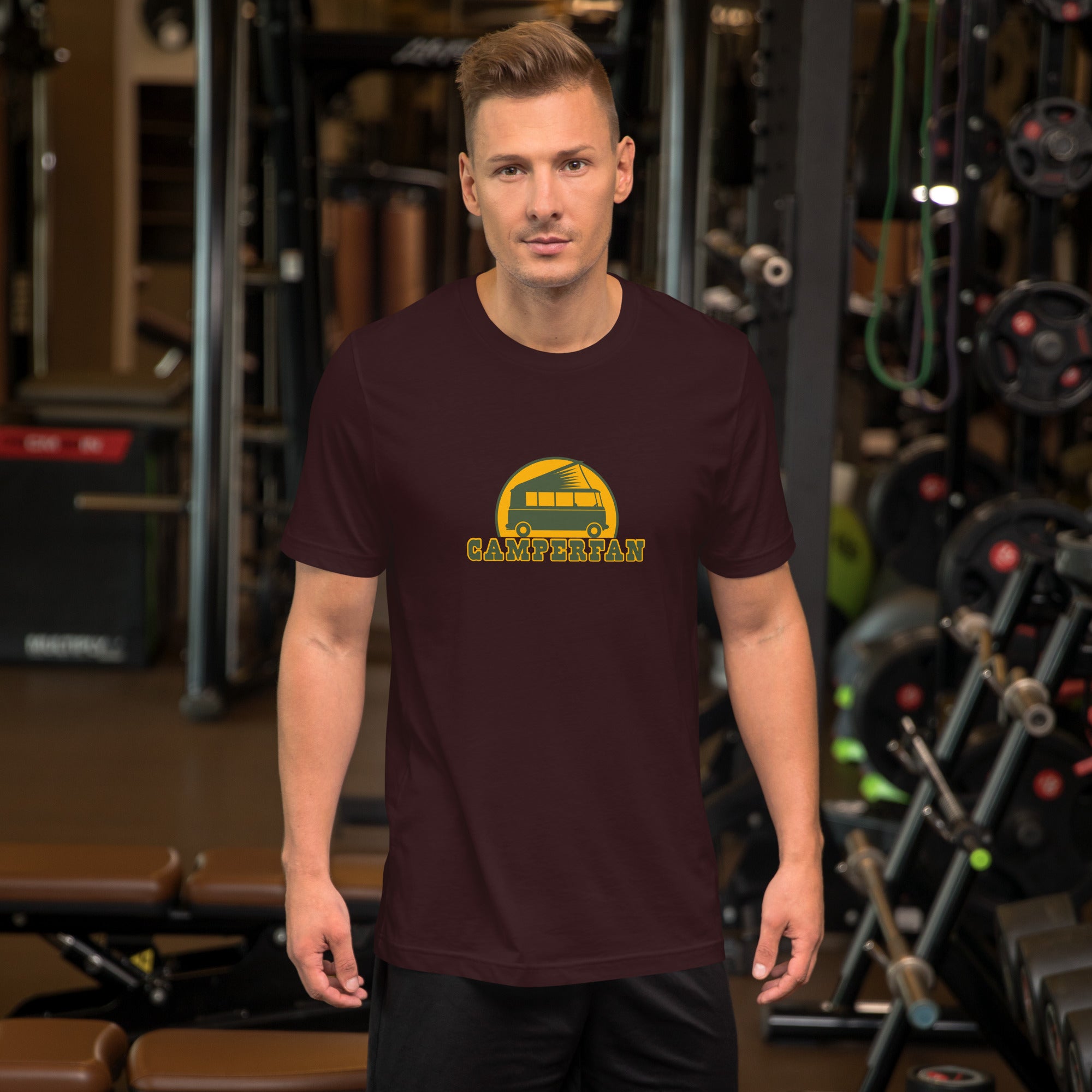 Unisex cotton t-shirt Camperfan on dark colors