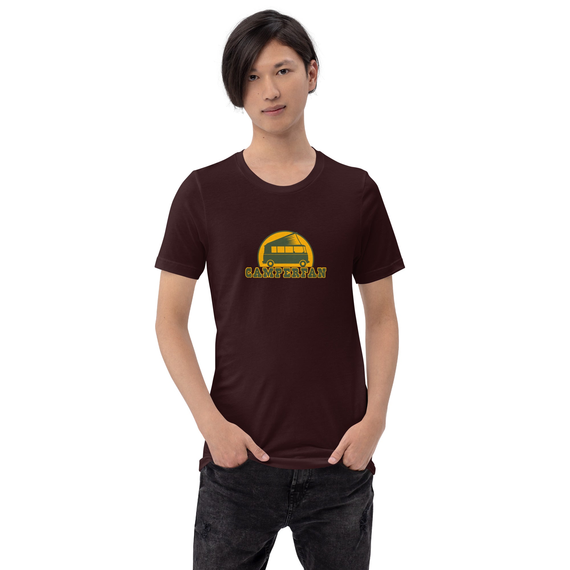 Unisex cotton t-shirt Camperfan on dark colors
