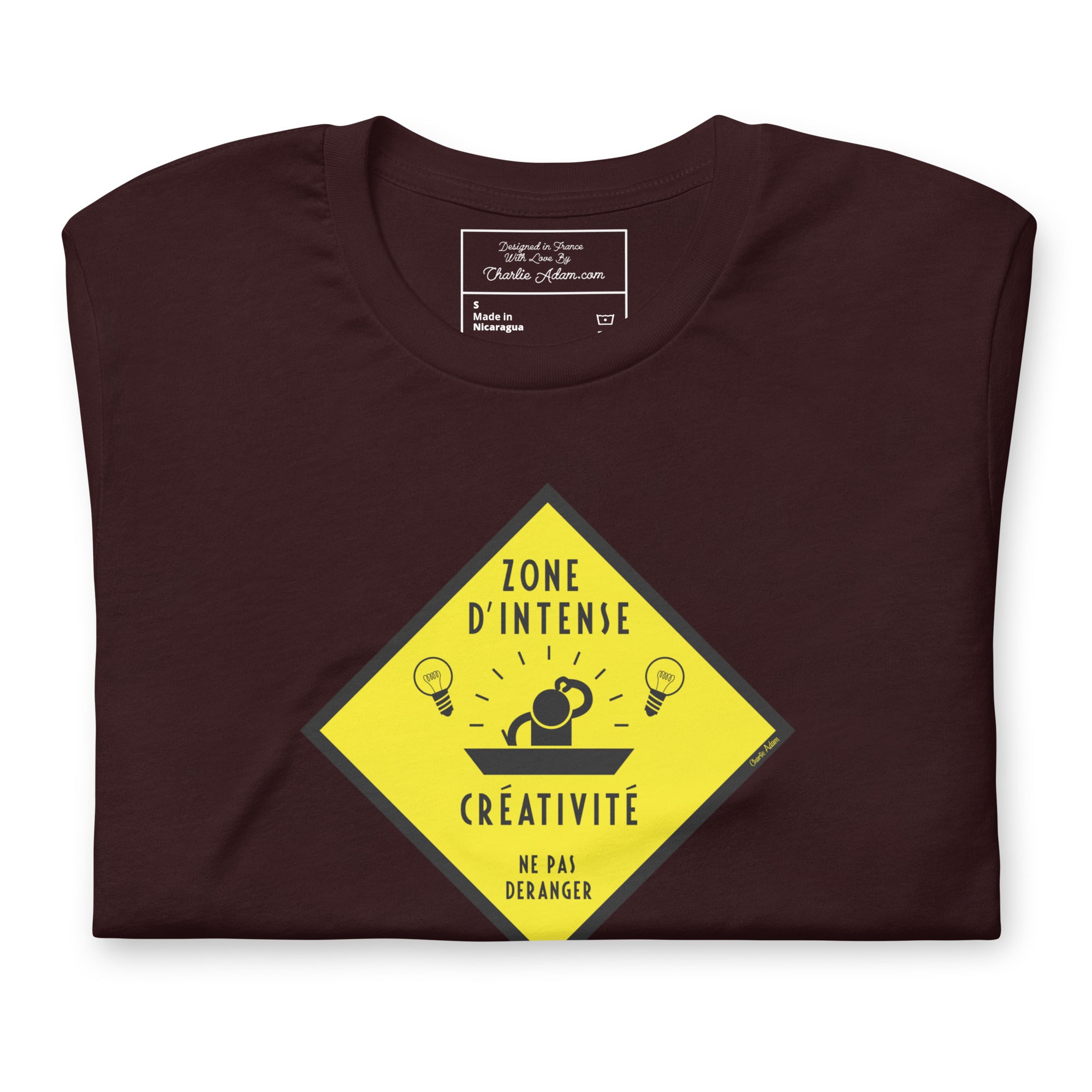 Unisex cotton t-shirt Zone d'intense créativité, Ne pas déranger on dark colors