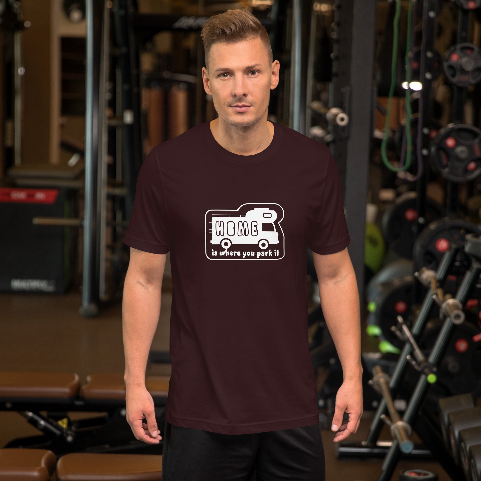 Unisex cotton t-shirt Bold Camper Van on dark colors