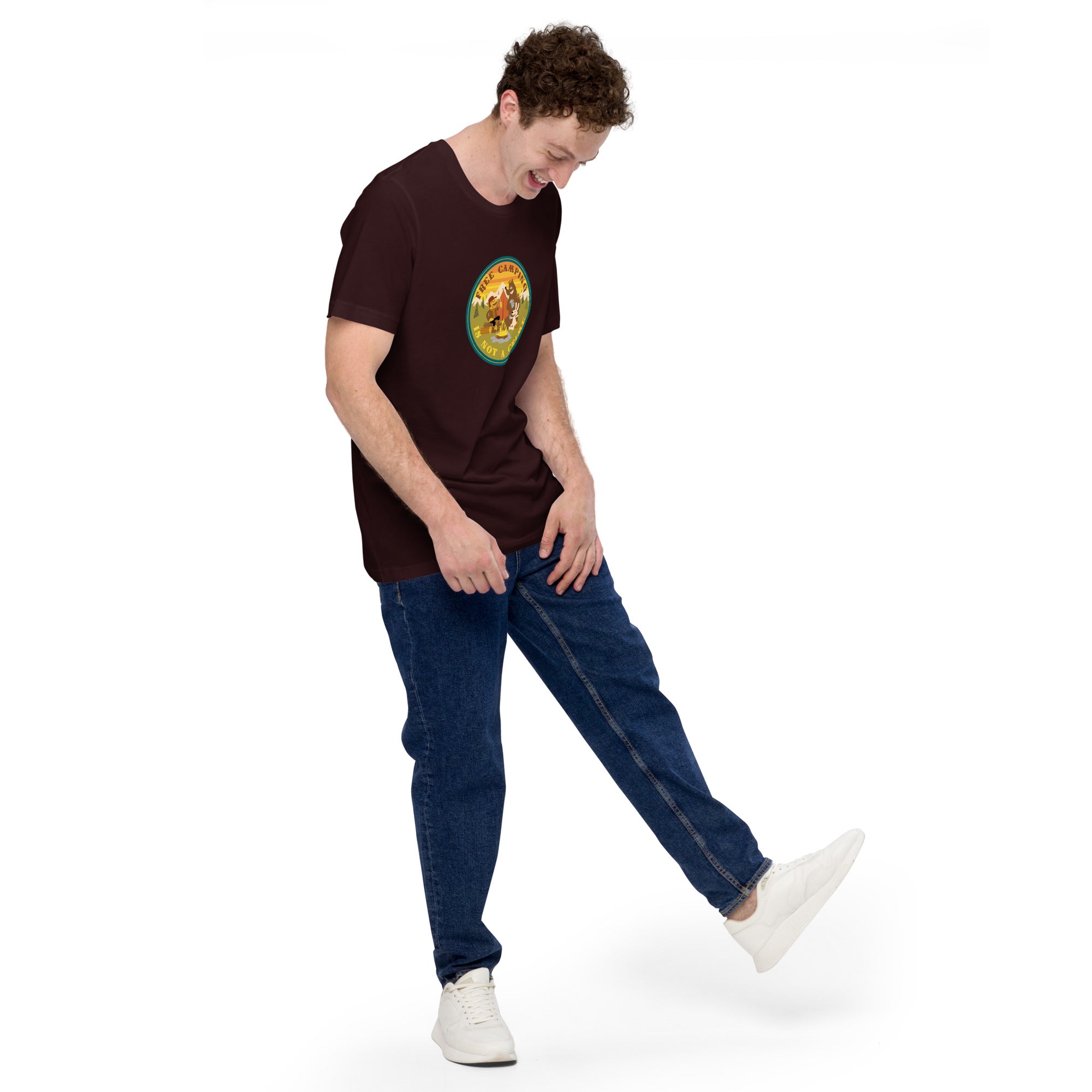 Unisex cotton t-shirt Free Camping is not a Crime on dark colors