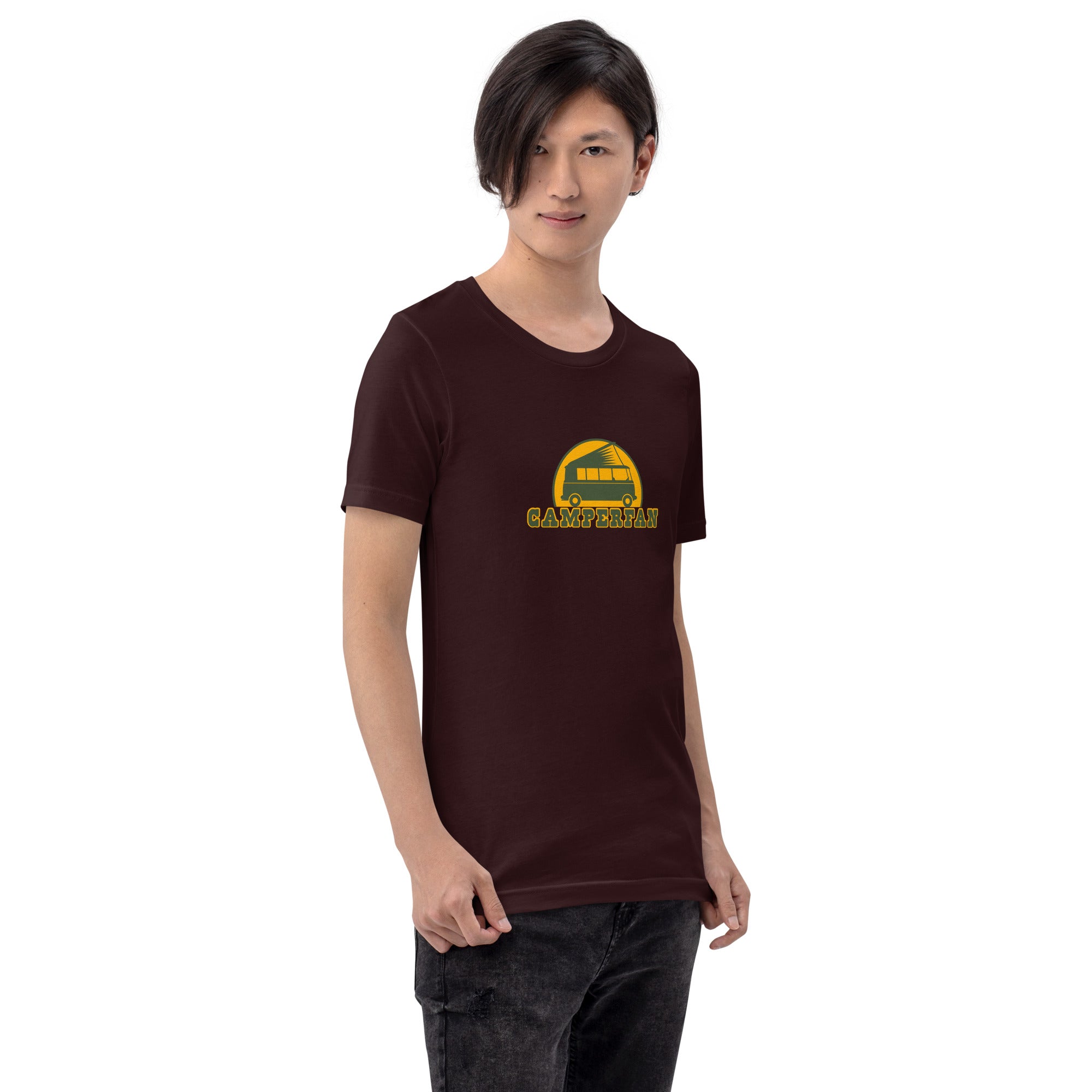 Unisex cotton t-shirt Camperfan on dark colors