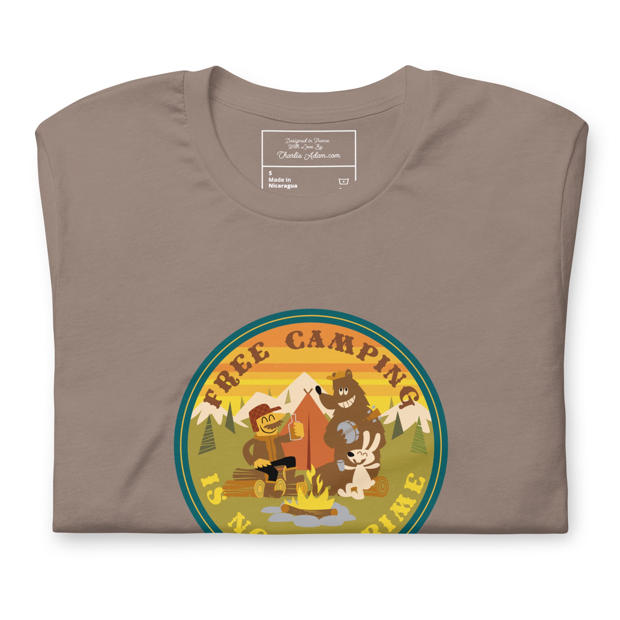 Unisex cotton t-shirt Free Camping is not a Crime on dark colors