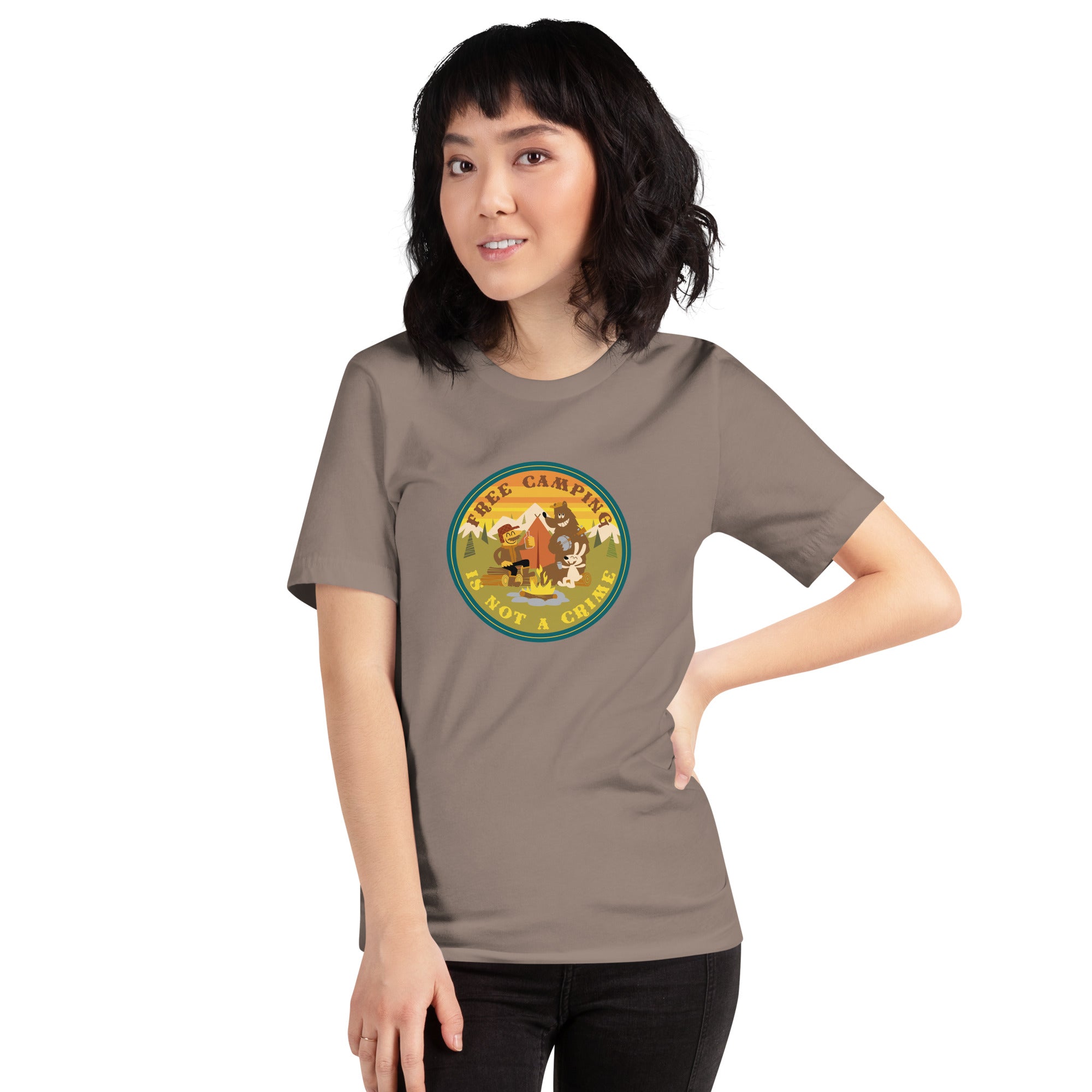 Unisex cotton t-shirt Free Camping is not a Crime on dark colors