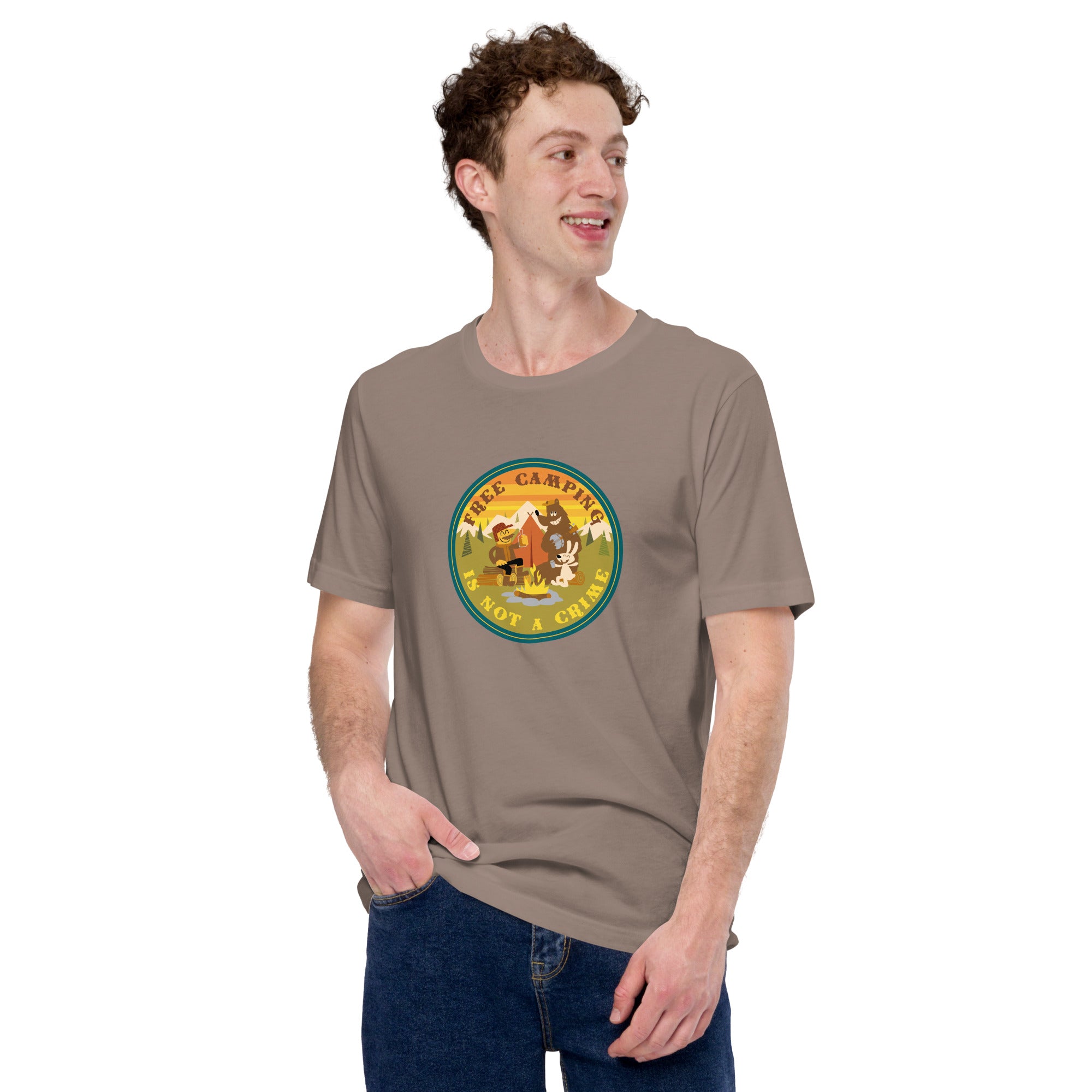 Unisex cotton t-shirt Free Camping is not a Crime on dark colors