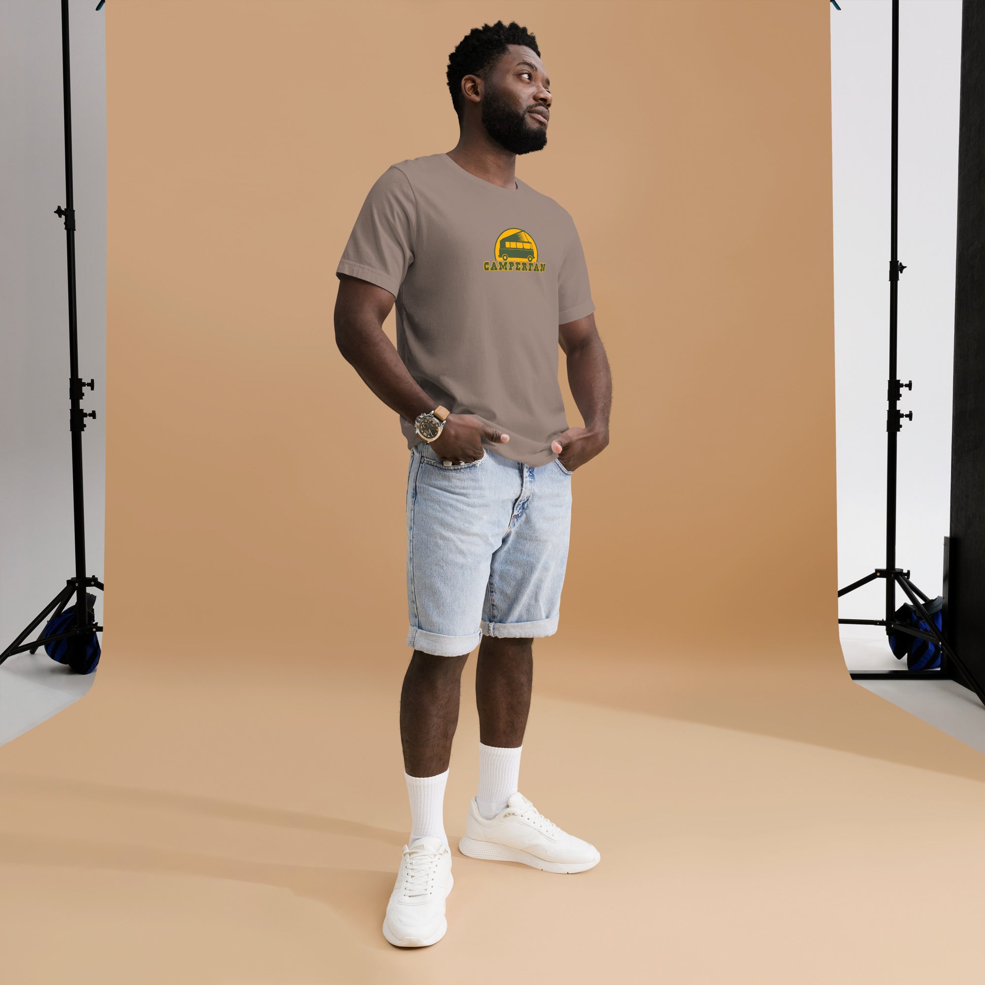 Unisex cotton t-shirt Camperfan on dark colors