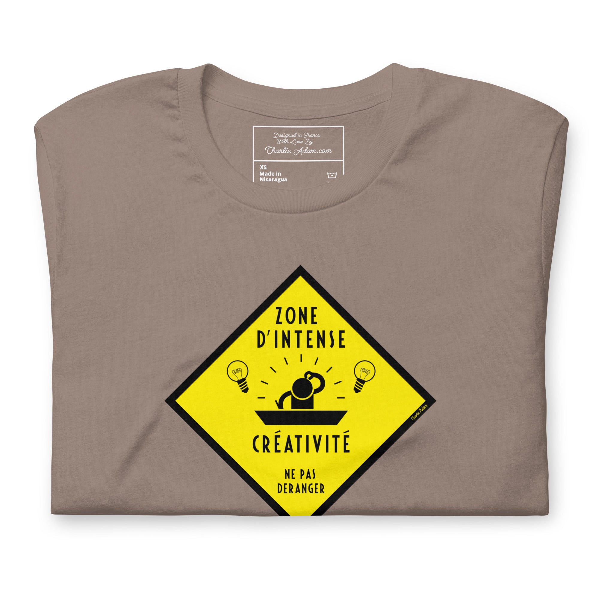 Unisex cotton t-shirt Zone d'intense créativité, Ne pas déranger on dark colors