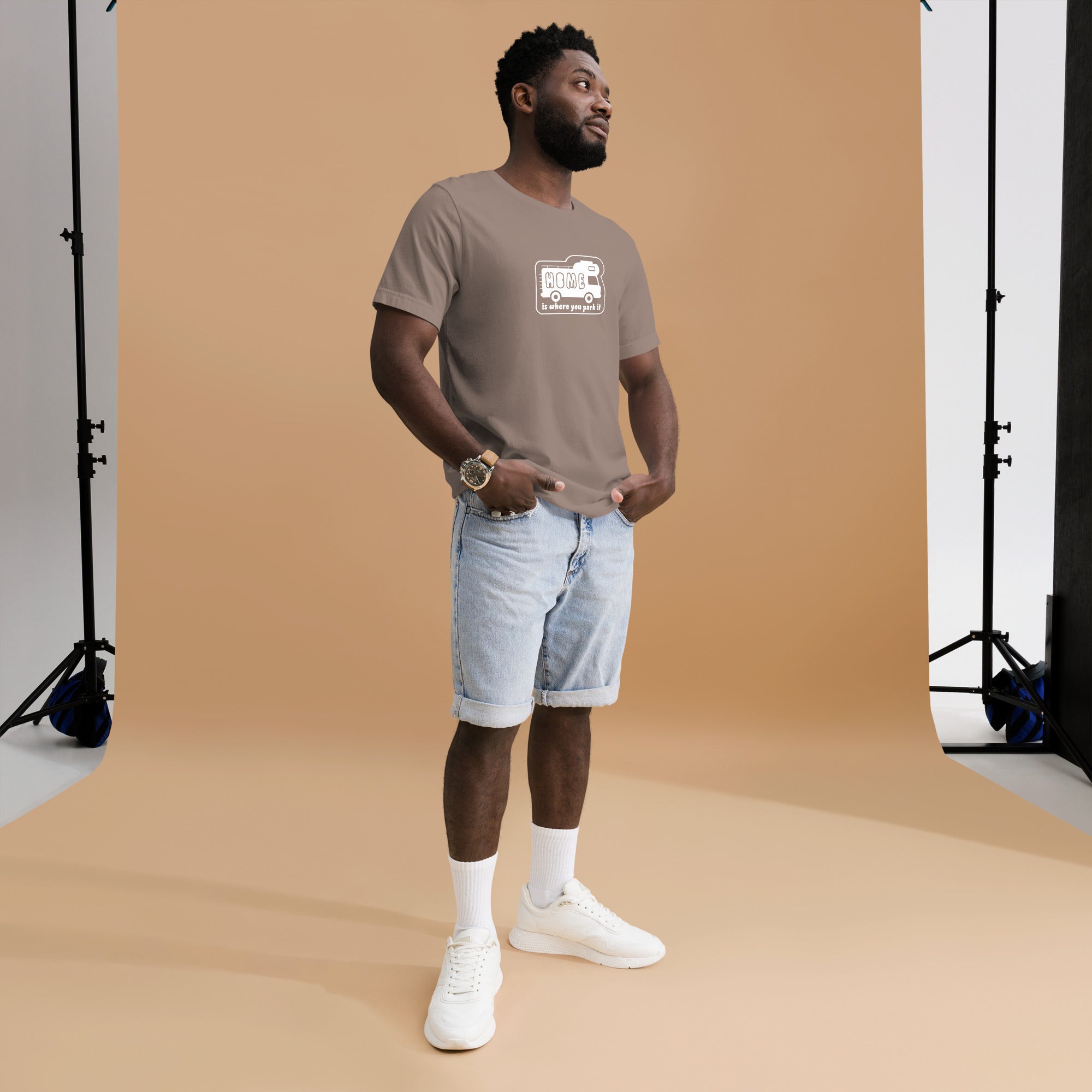 Unisex cotton t-shirt Bold Camper Van on dark colors