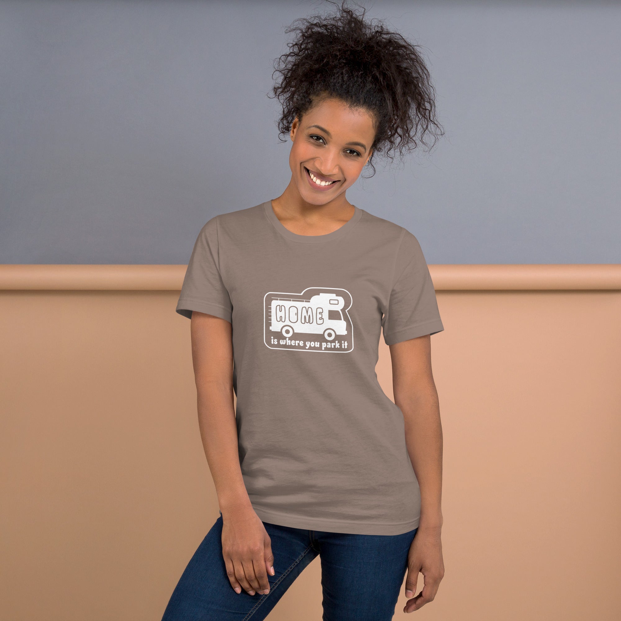 Unisex cotton t-shirt Bold Camper Van on dark colors