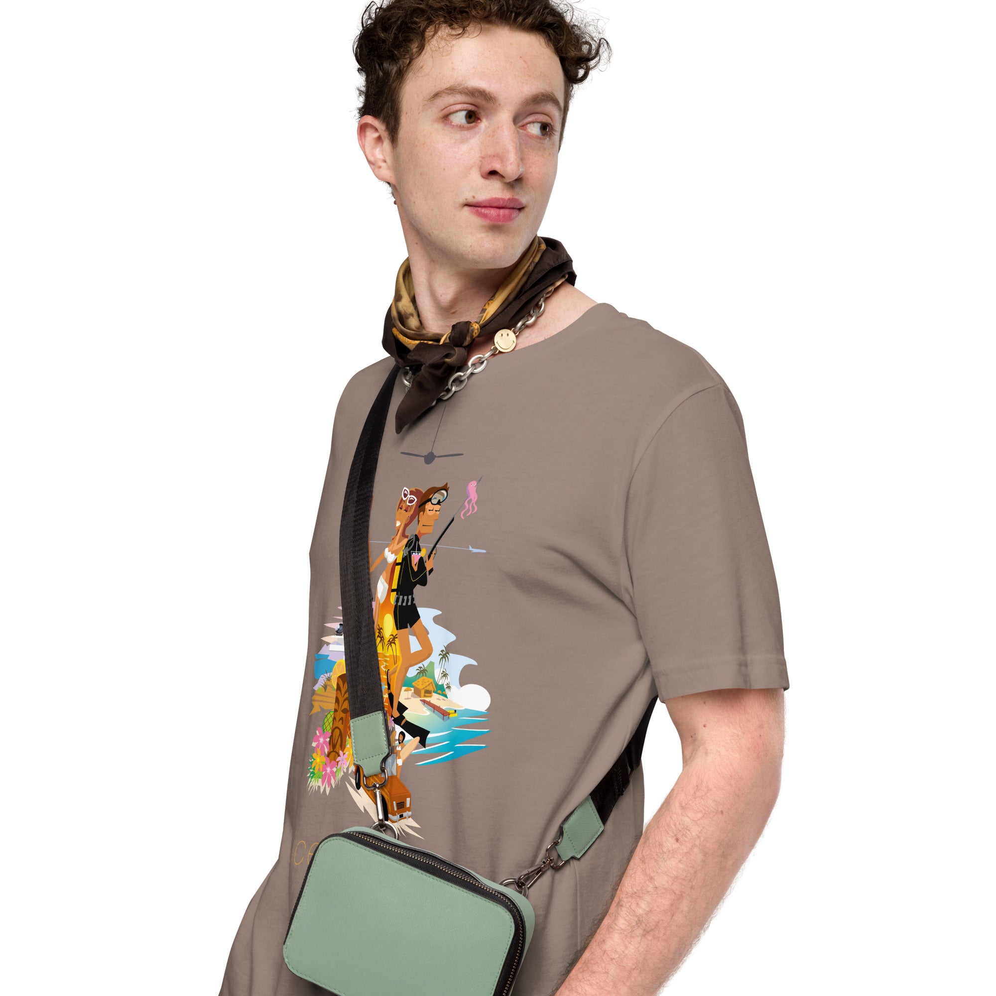 Unisex cotton t-shirt License to Chill Vamos a la Playa on dark colors