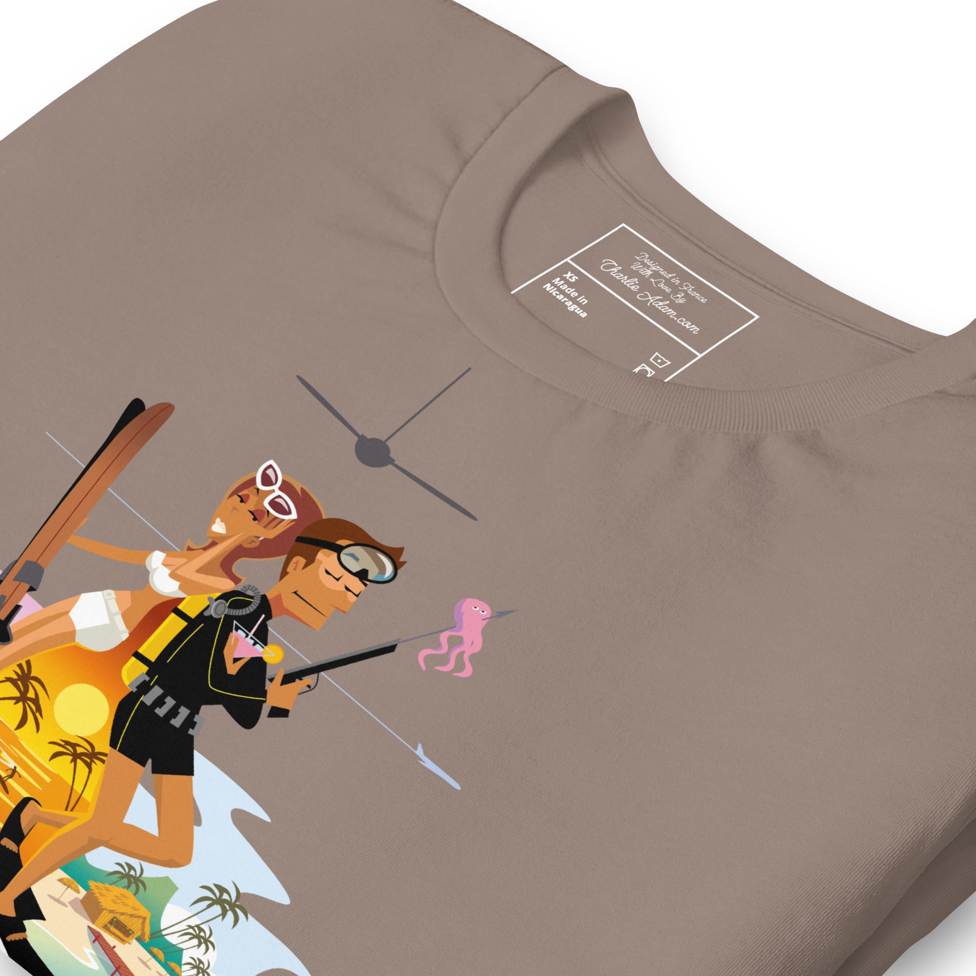 Unisex cotton t-shirt License to Chill Vamos a la Playa on dark colors