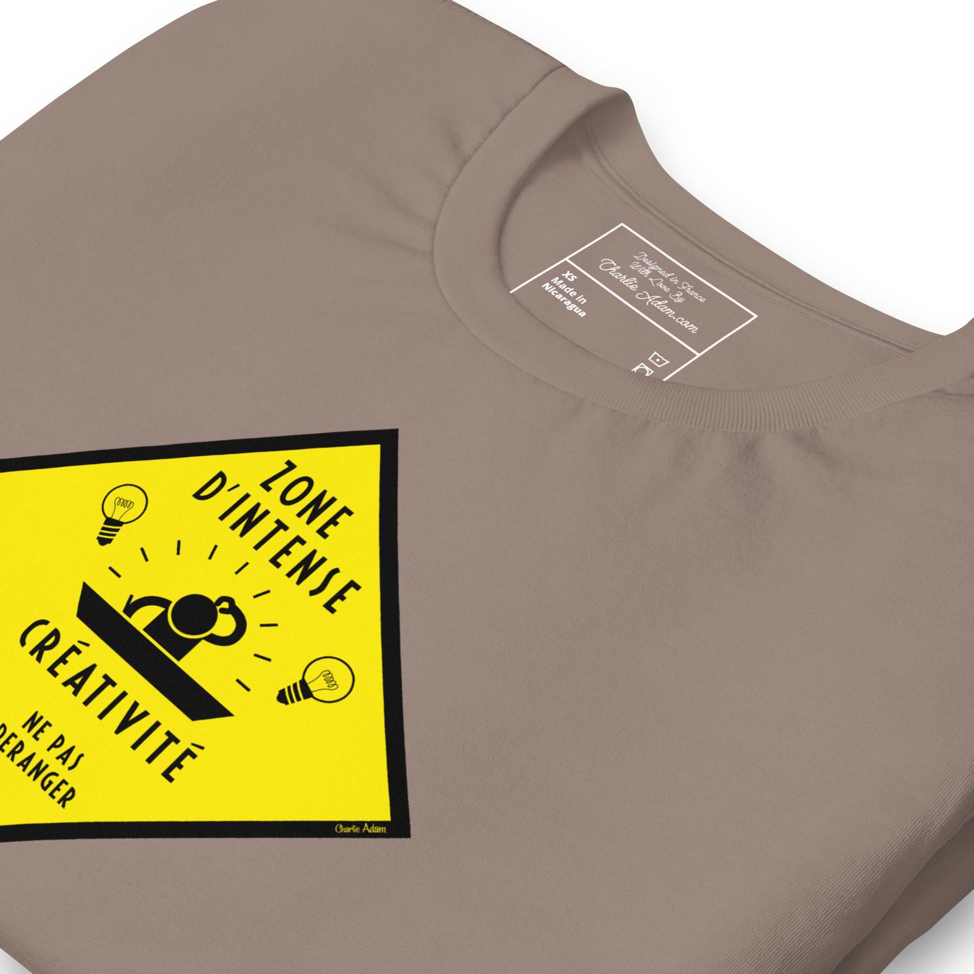 Unisex cotton t-shirt Zone d'intense créativité, Ne pas déranger on dark colors