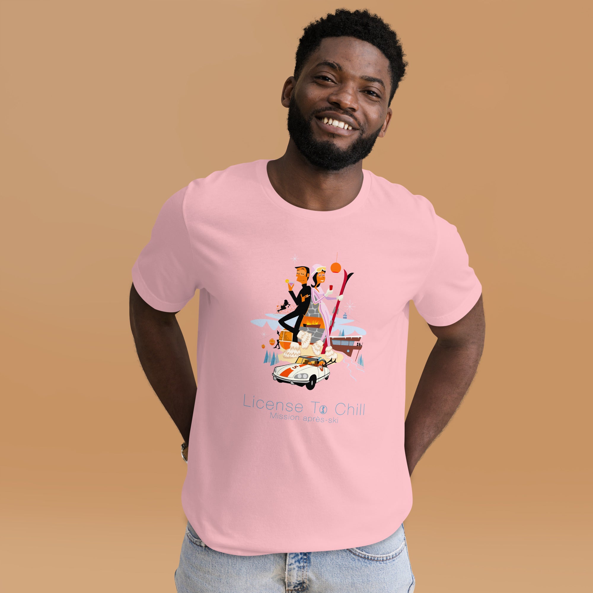 T-shirt en coton unisexe License To Chill Mission Après-Ski sur couleurs claires