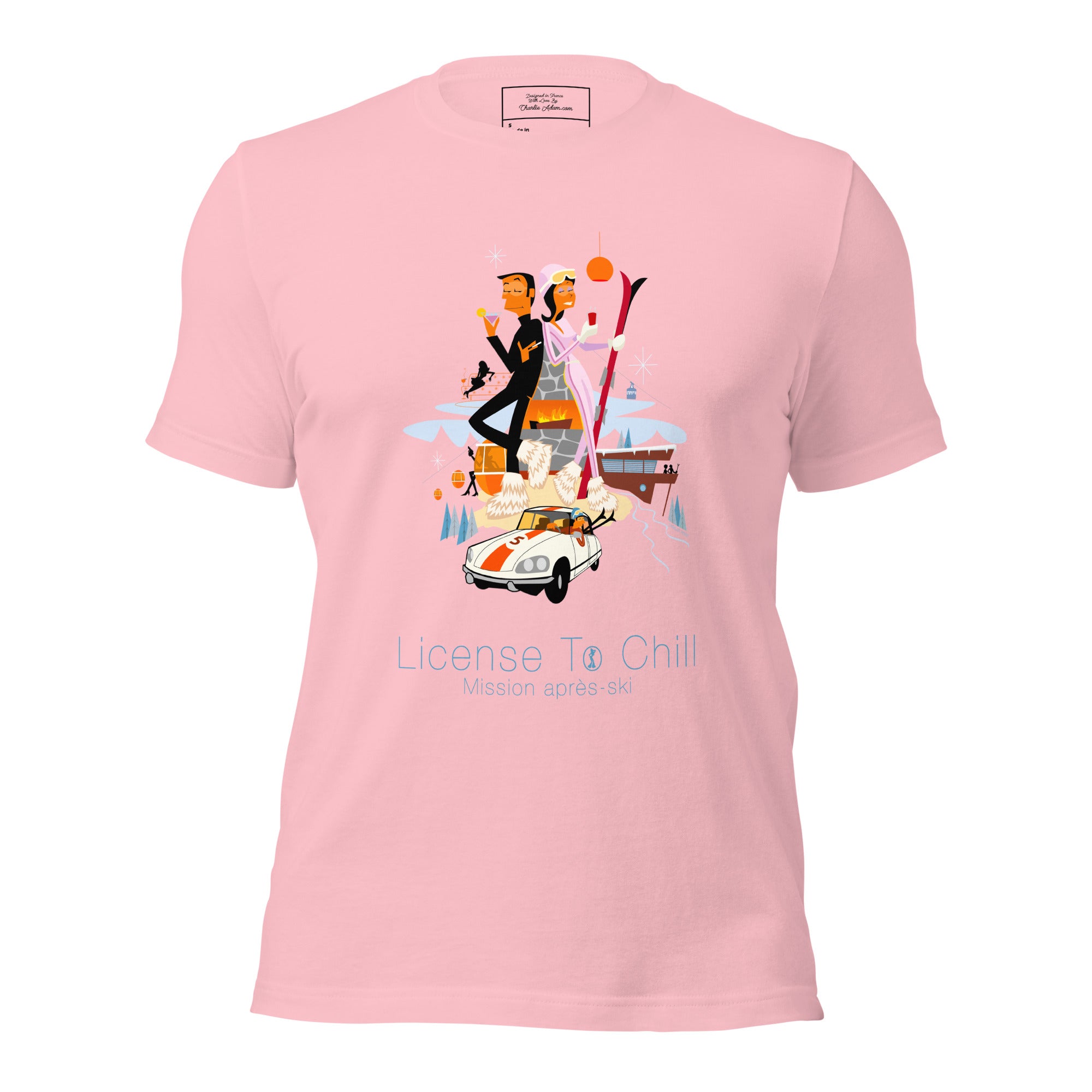 T-shirt en coton unisexe License To Chill Mission Après-Ski sur couleurs claires
