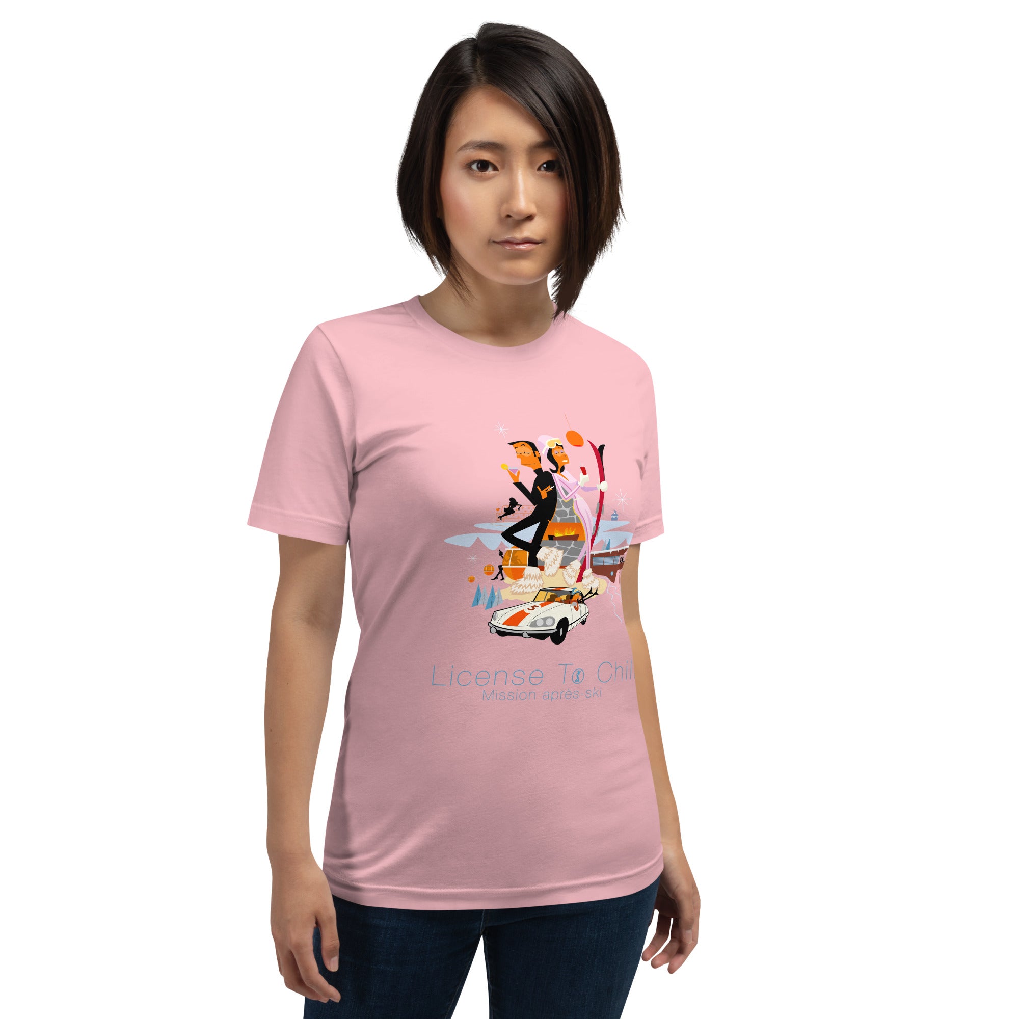T-shirt en coton unisexe License To Chill Mission Après-Ski sur couleurs claires