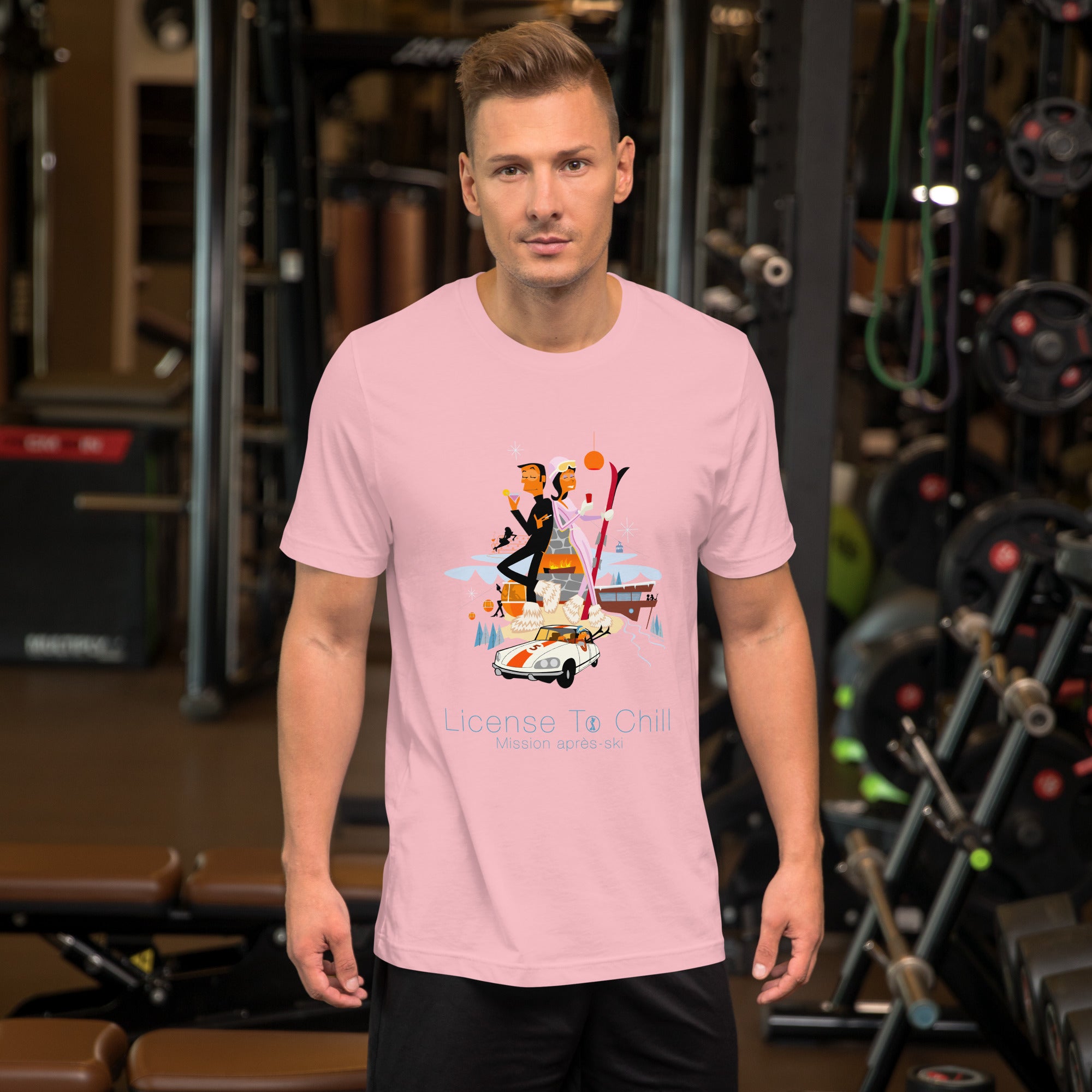 T-shirt en coton unisexe License To Chill Mission Après-Ski sur couleurs claires